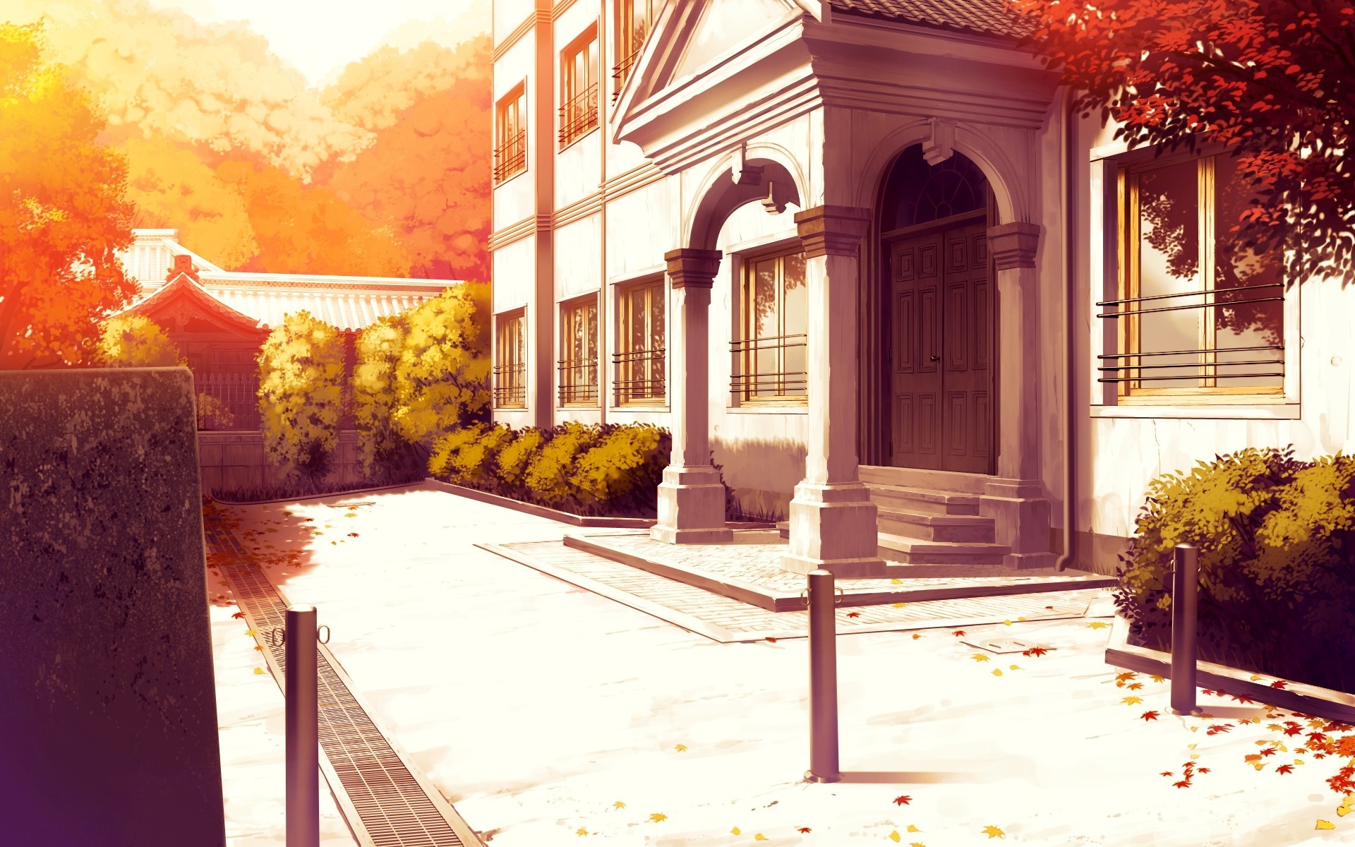 Anime 1920x1200 drawing anime building outdoors sunlight
