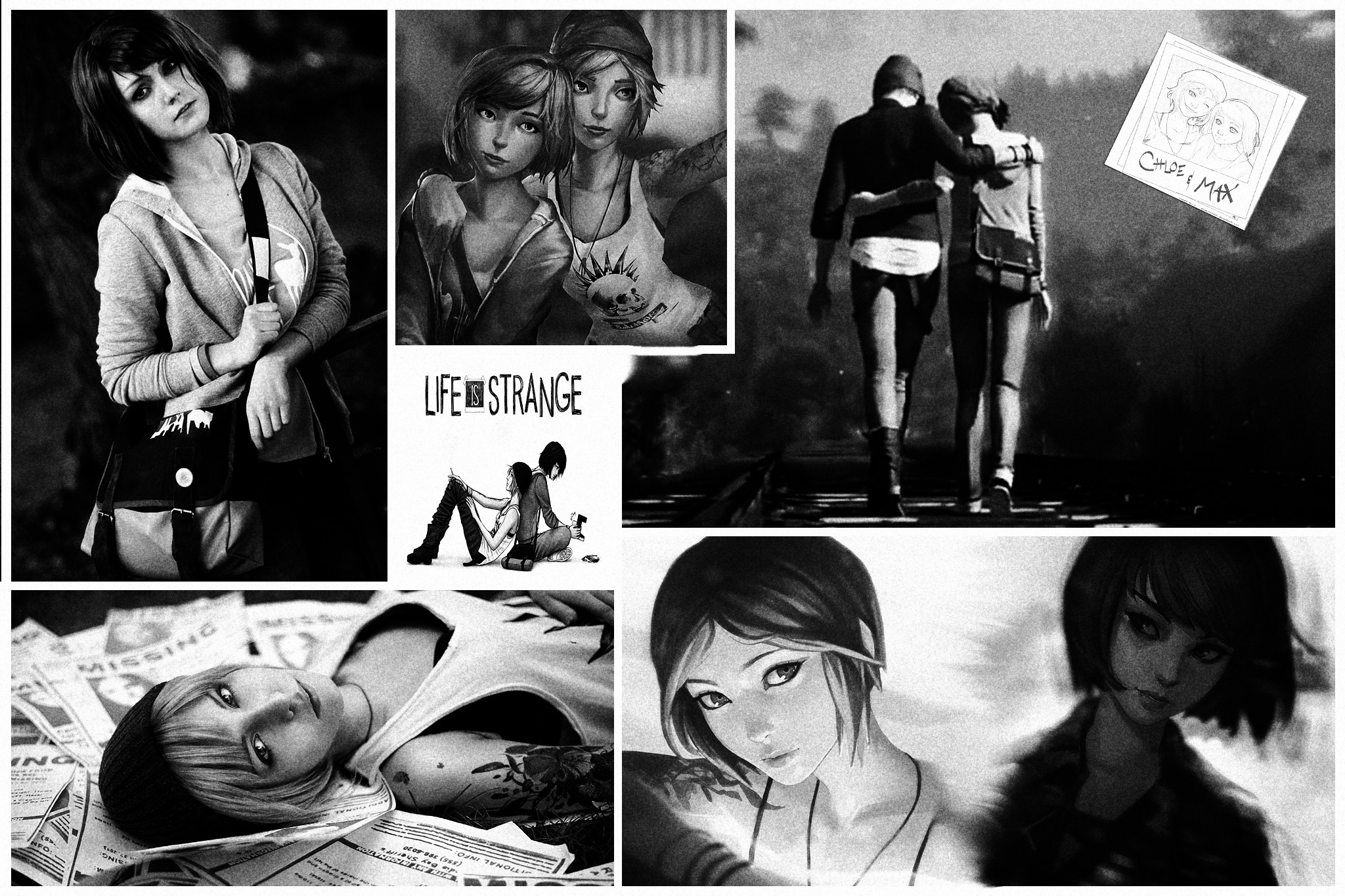 General 2048x1365 Chloe Price Max Caulfield Life Is Strange video games monochrome PC gaming collage video game girls video game characters
