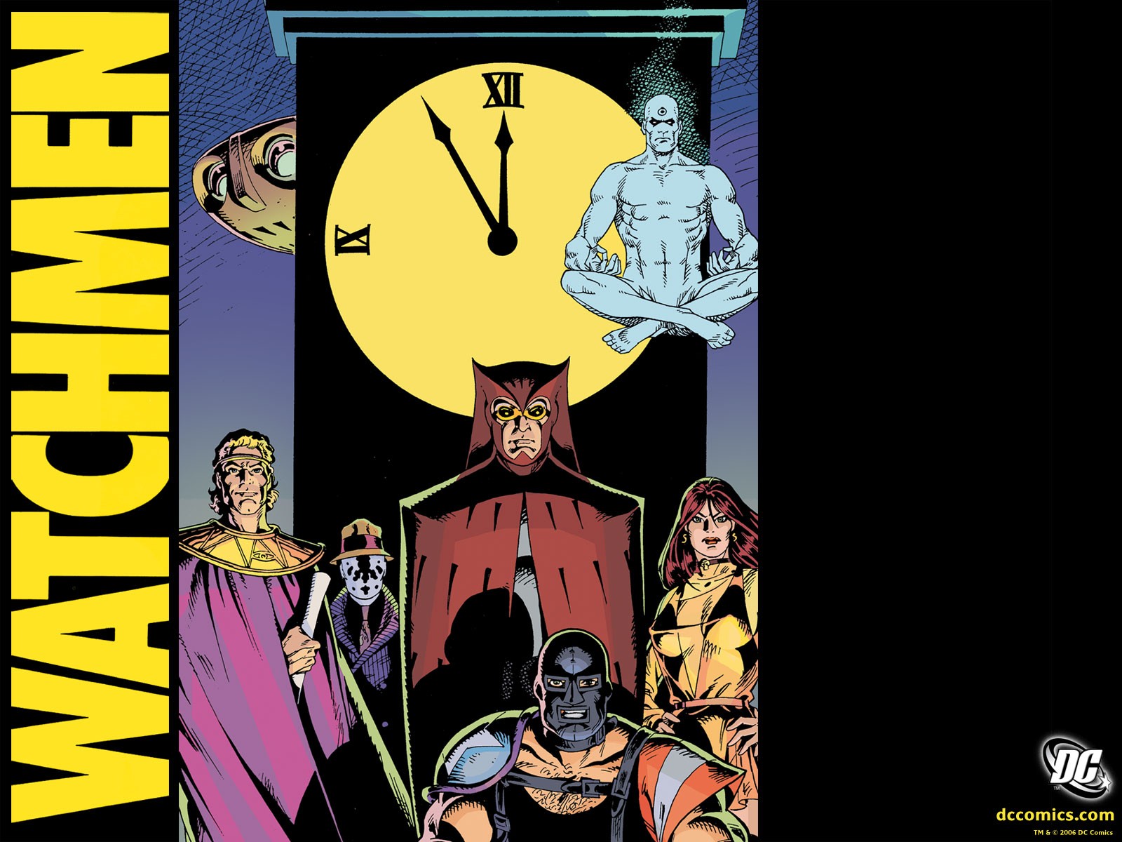 General 1600x1200 Watchmen graphic novels Ozymandias Nite Owl clocks Rorschach The Comedian Dr. Manhattan Silk Spectre DC Comics