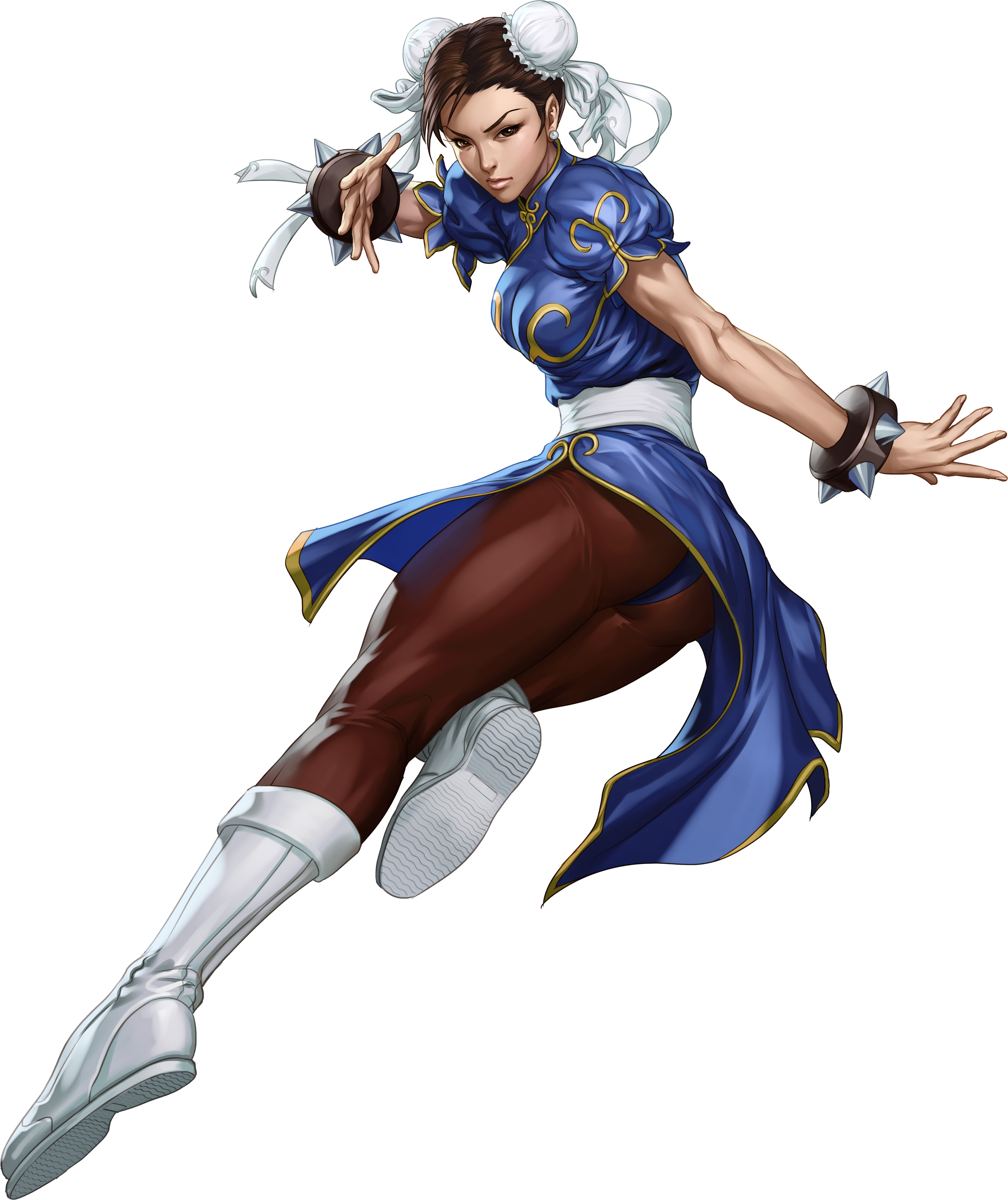 Anime 6920x8238 Street Fighter video games simple background white background warrior ass brunette video game art video game girls video game warriors Chun-Li pantyhose