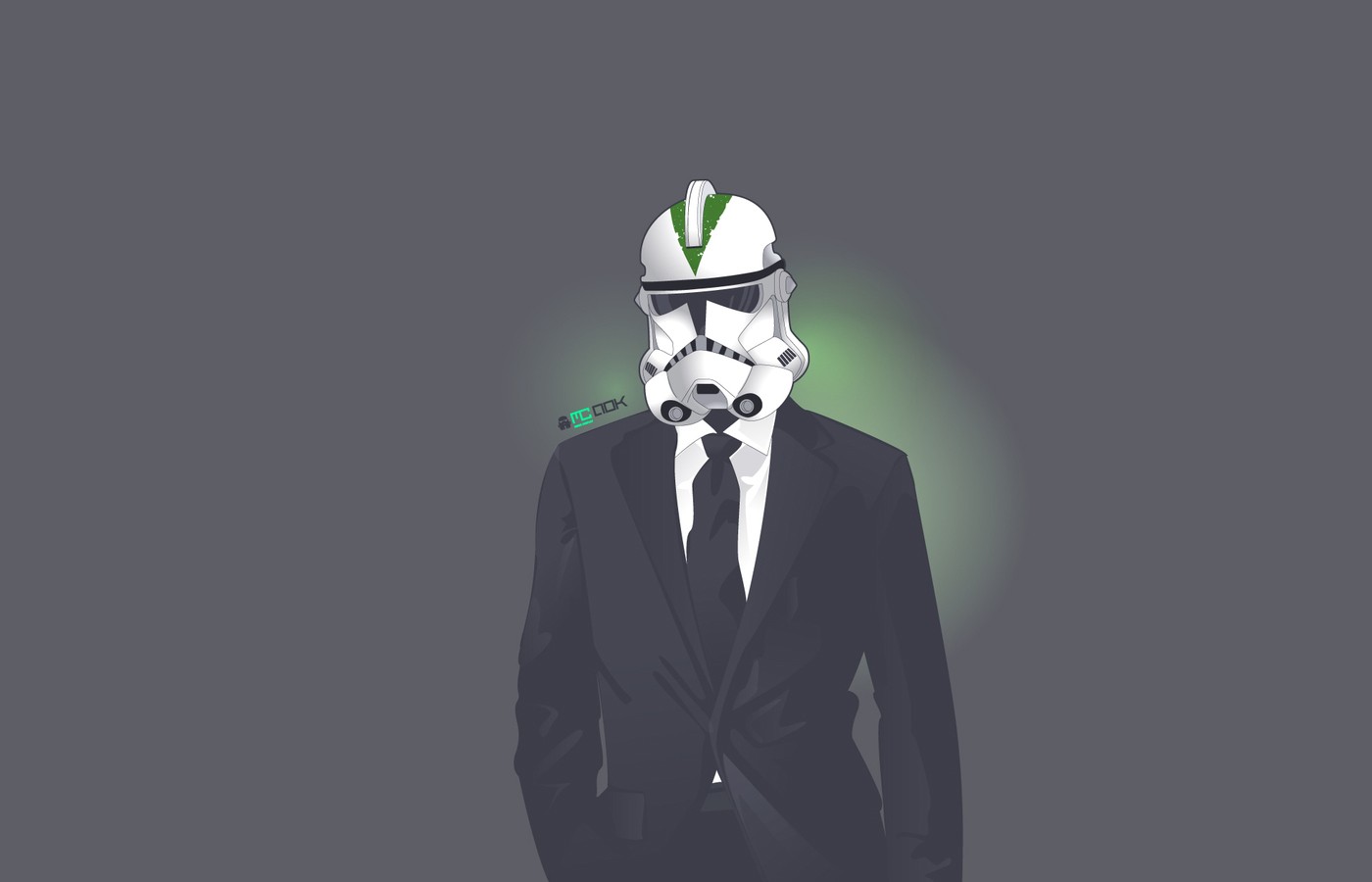 General 1400x900 Star Wars artwork helmet suits tie simple background gray background clone trooper