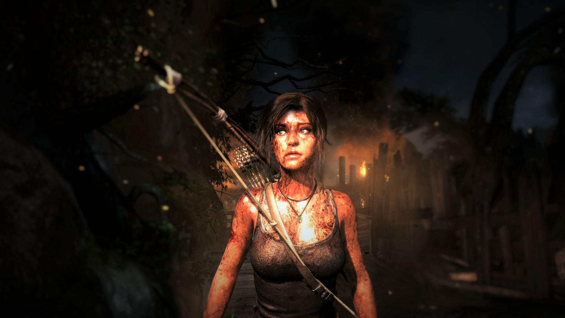 General 1920x1080 video game girls video game characters video games Tomb Raider Lara Croft (Tomb Raider) dirt blood bow