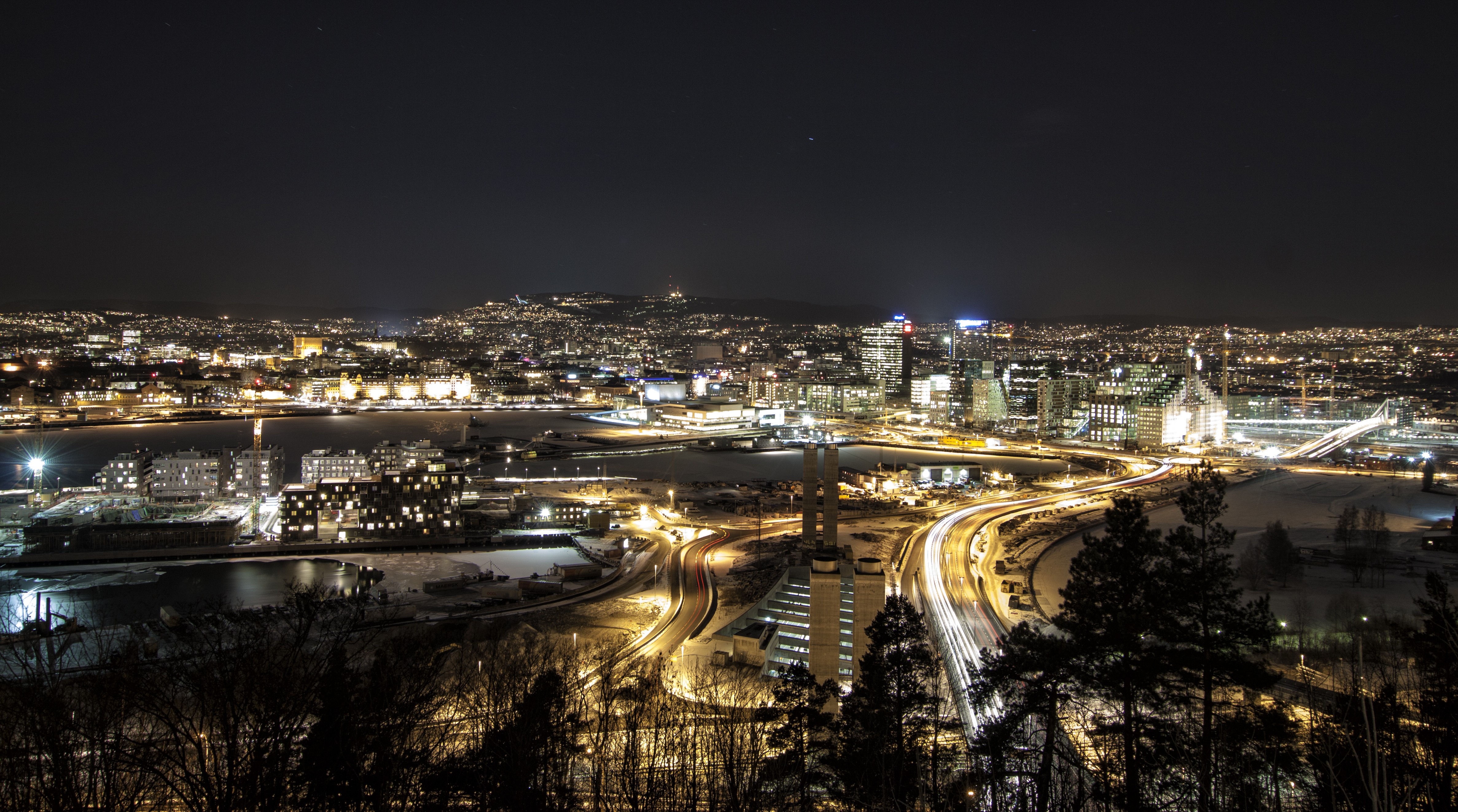 General 4748x2646 night Oslo Norway city city lights cityscape