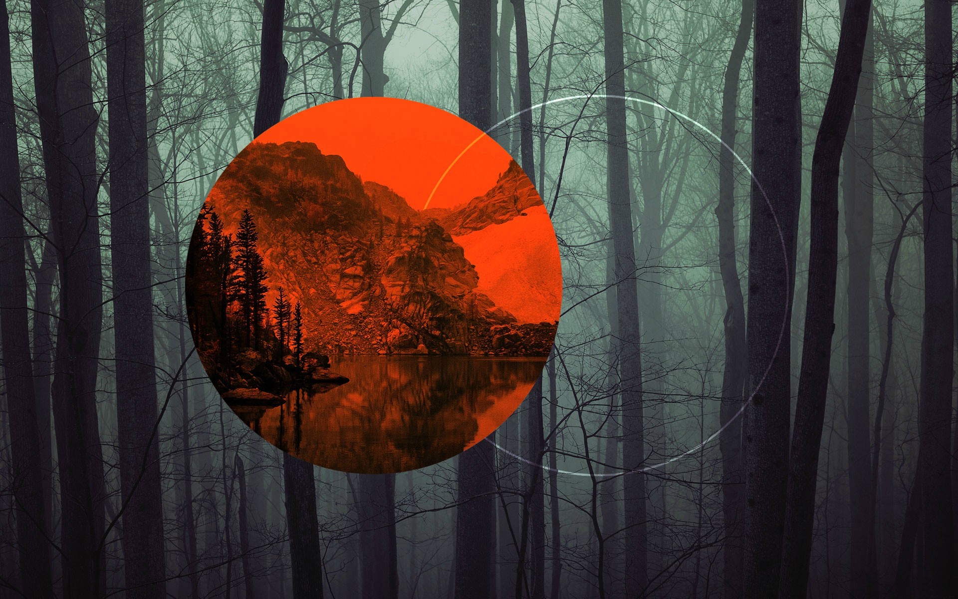 General 1920x1200 nature polyscape trees forest circle digital art