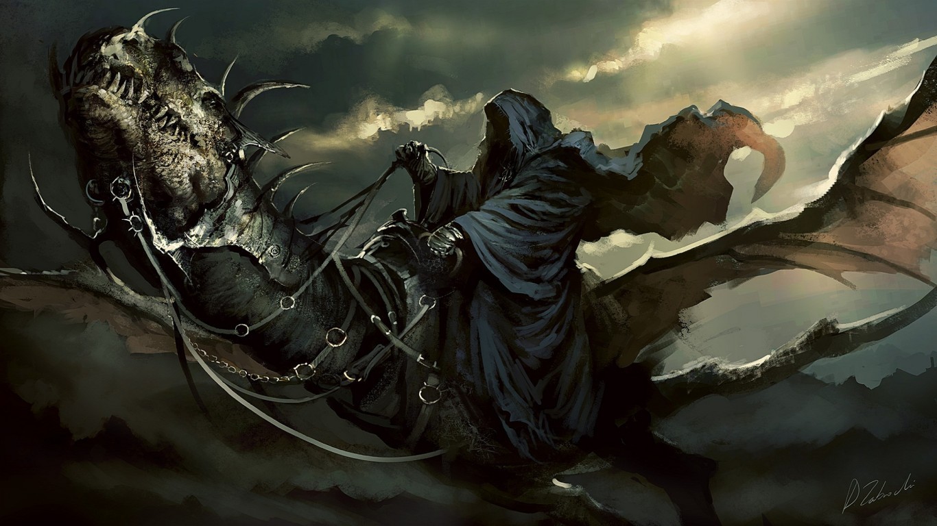 General 1366x768 The Lord of the Rings Nazgûl Witchking of Angmar fantasy art creature digital art signature