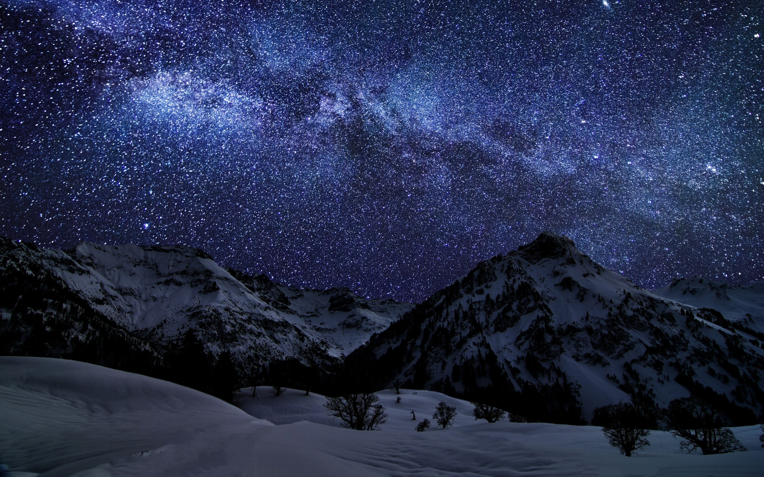 General 2560x1600 landscape mountains snow sky stars starry night nature space starred sky blue night