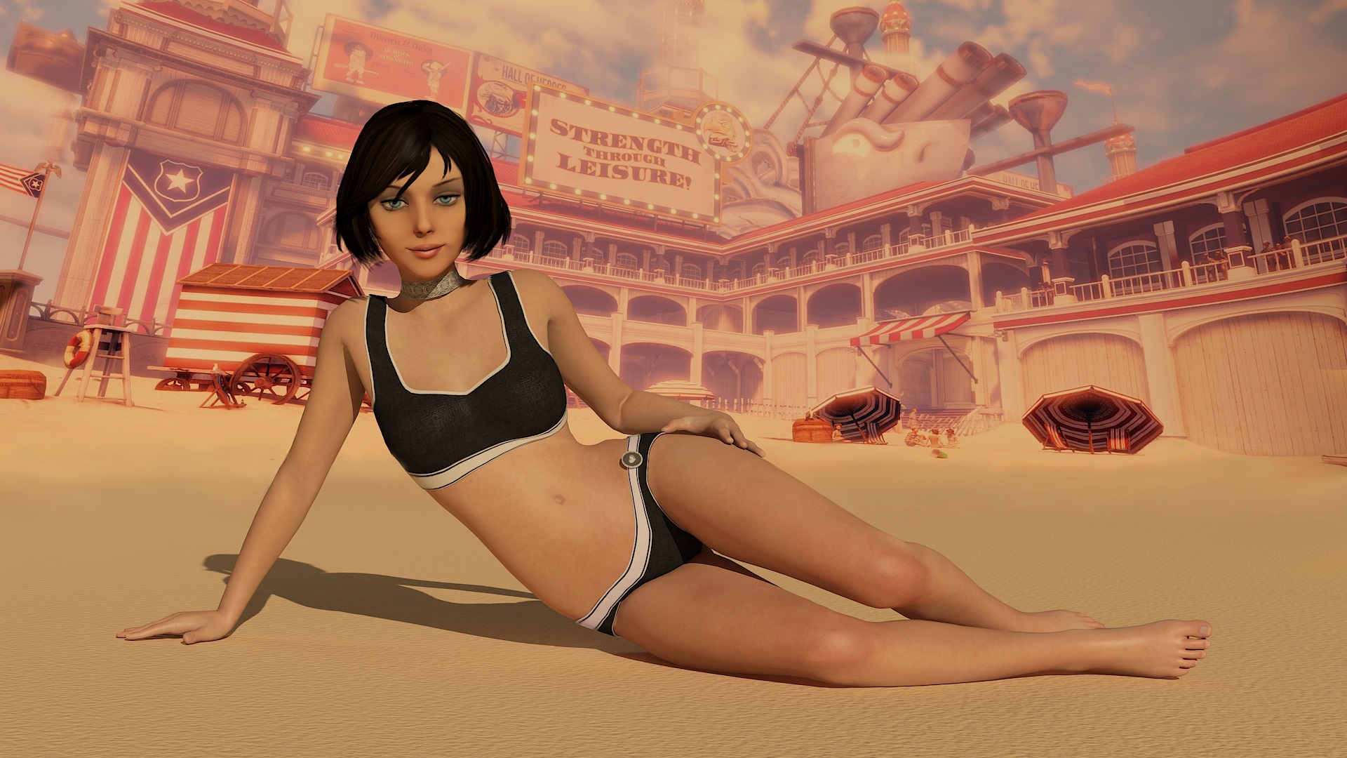 Elizabeth BioShock video game girls dark hair barefoot