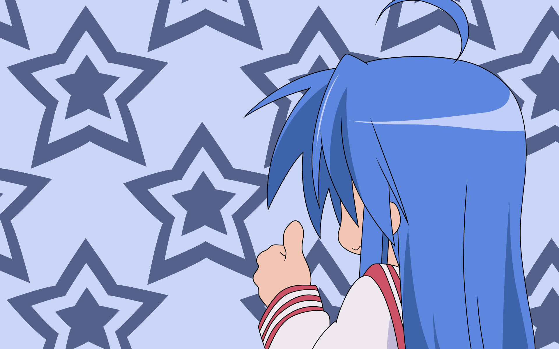 Anime 1920x1200 anime girls Lucky Star Izumi Konata blue hair stars anime hand gesture