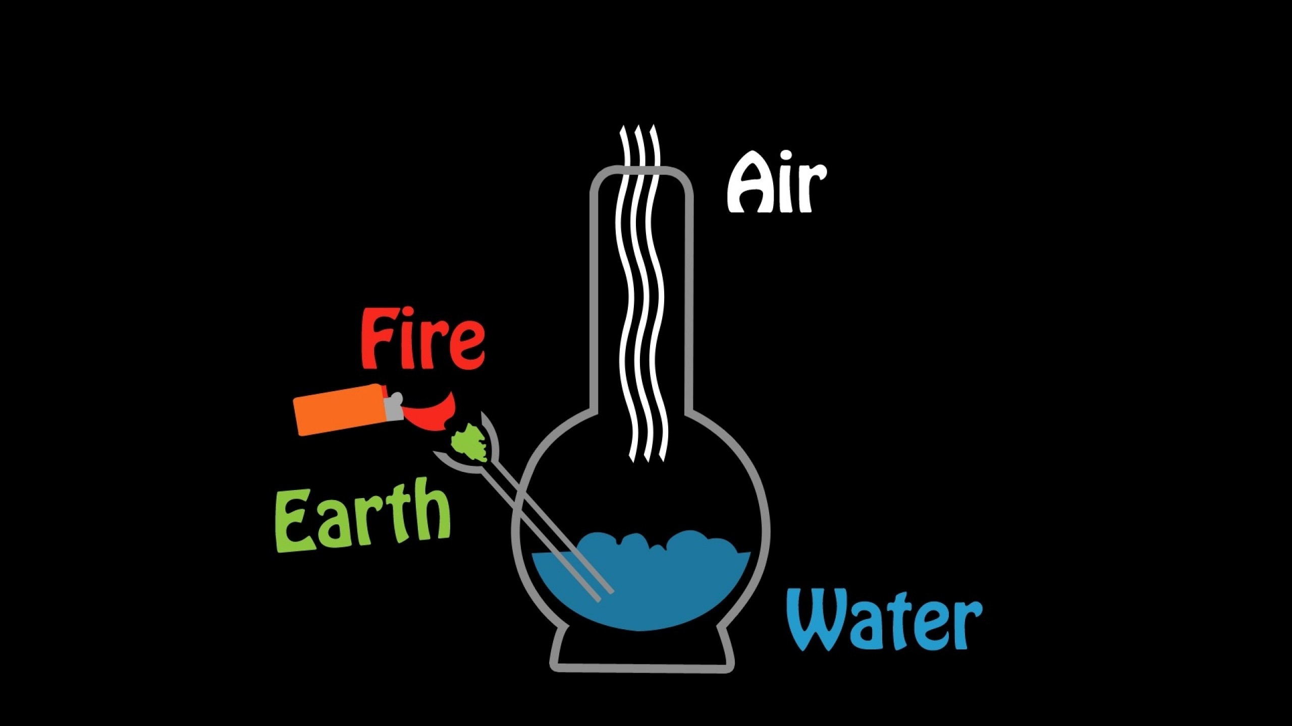 General 2560x1440 four elements drugs minimalism cannabis bong simple background black background science