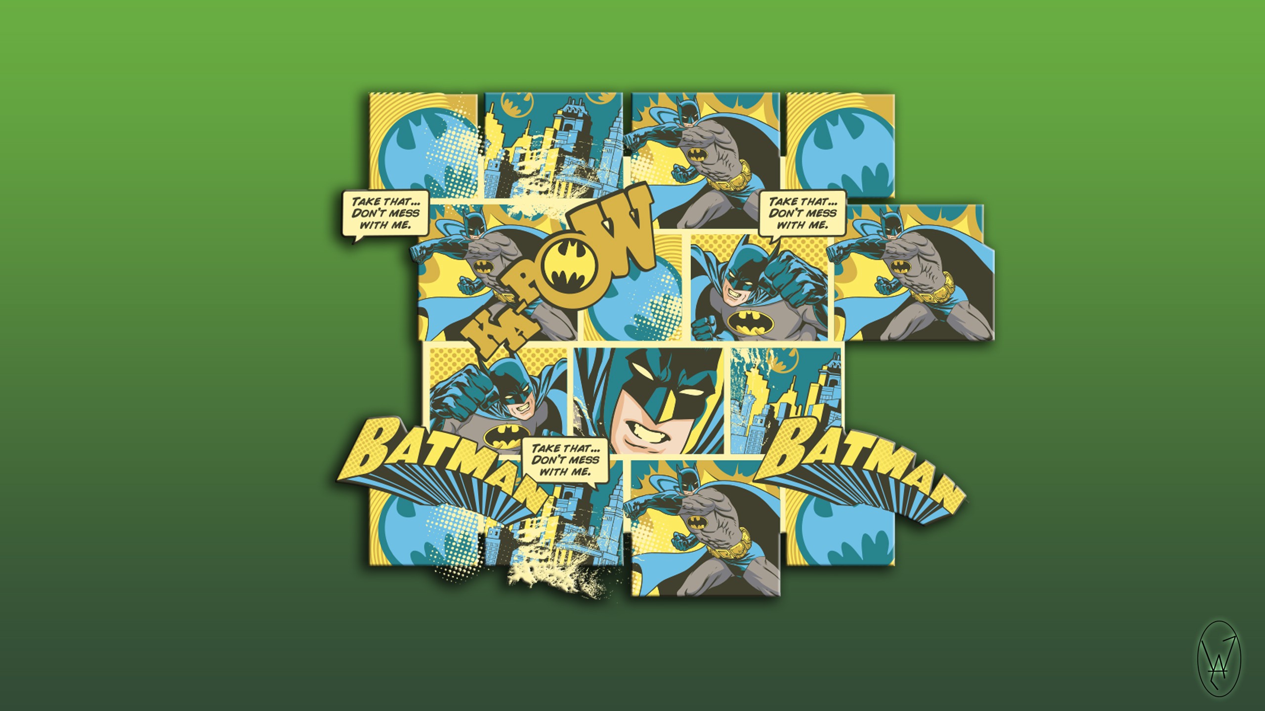 General 2560x1440 Batman sketches logo comics green background simple background