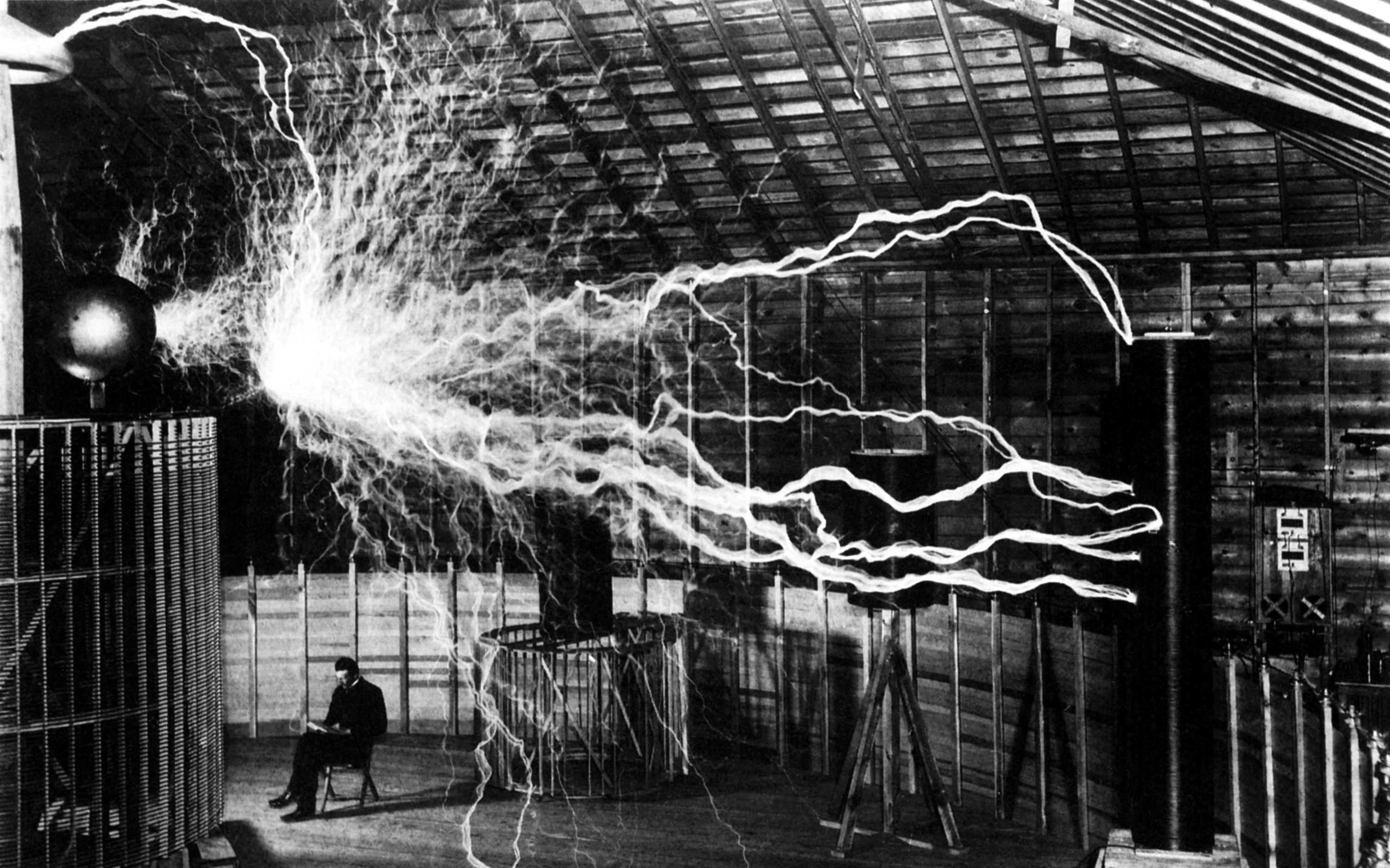 People 3000x1875 Nikola Tesla scientists monochrome electric lightning