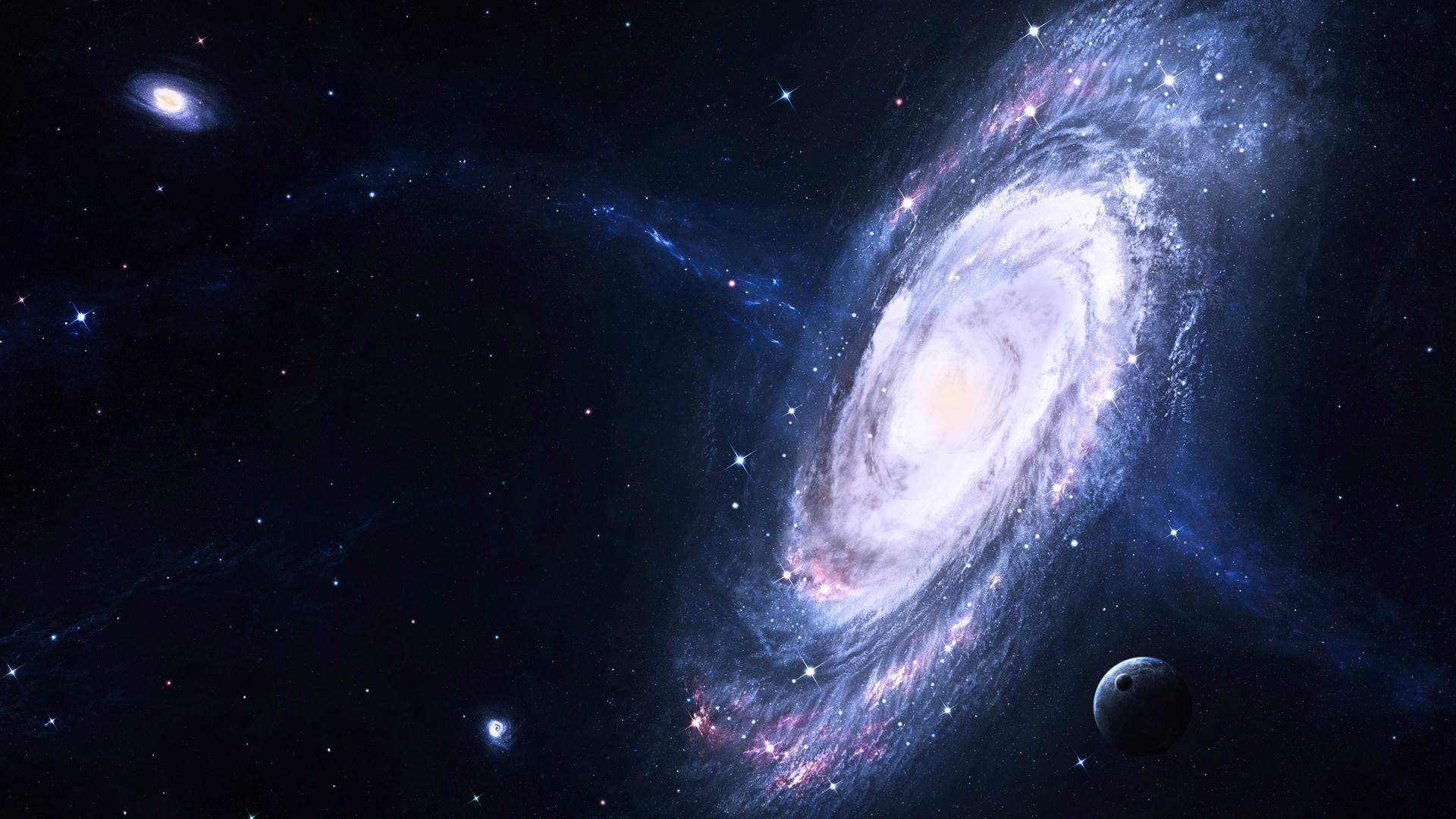 General 1920x1080 space galaxy planet space art digital art spiral galaxy