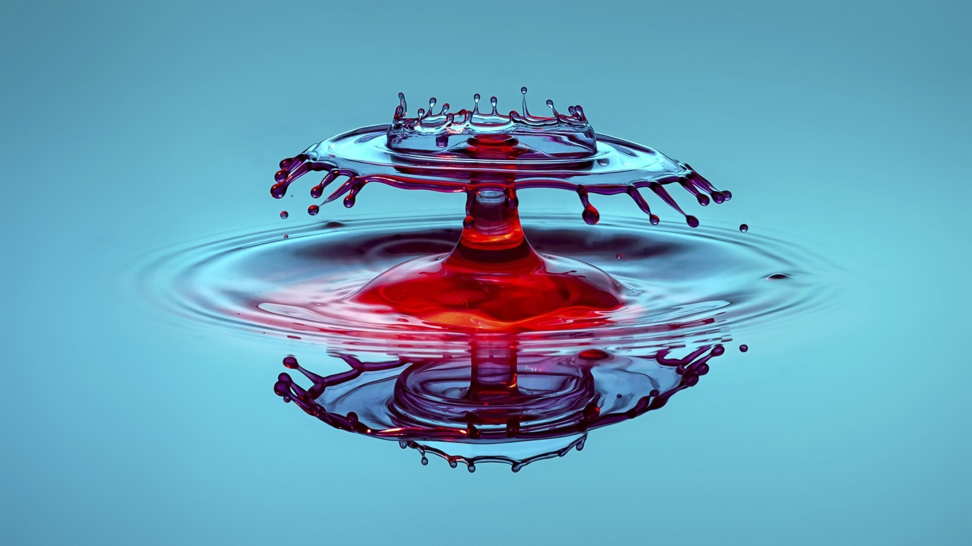 General 1920x1080 liquid water drops digital art blue water ripples cyan background CGI