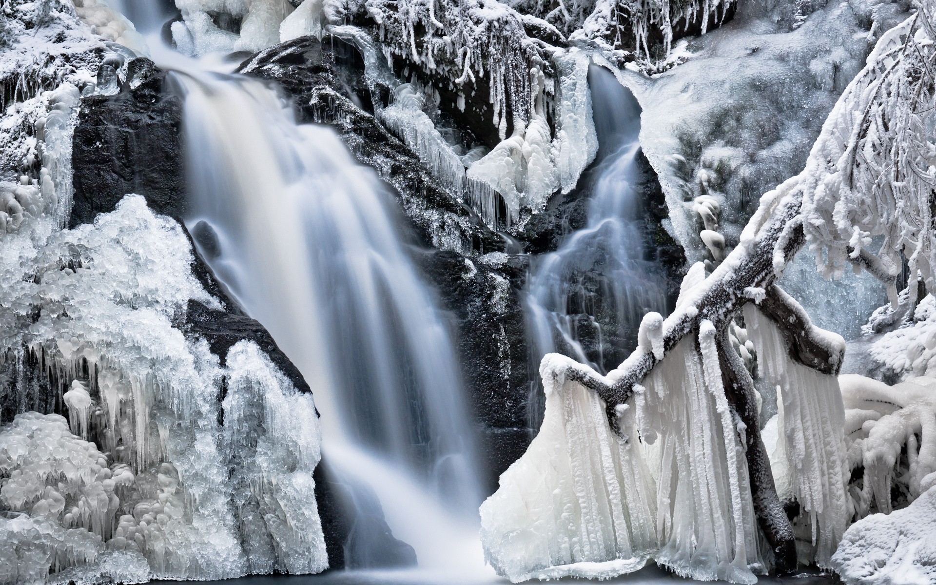 General 1920x1200 nature landscape ice waterfall winter long exposure