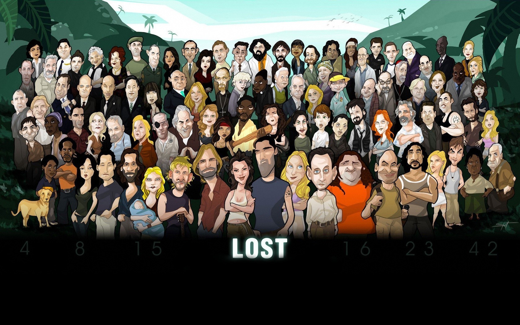 Anime 1680x1050 drawing animated series Lost numbers TV series