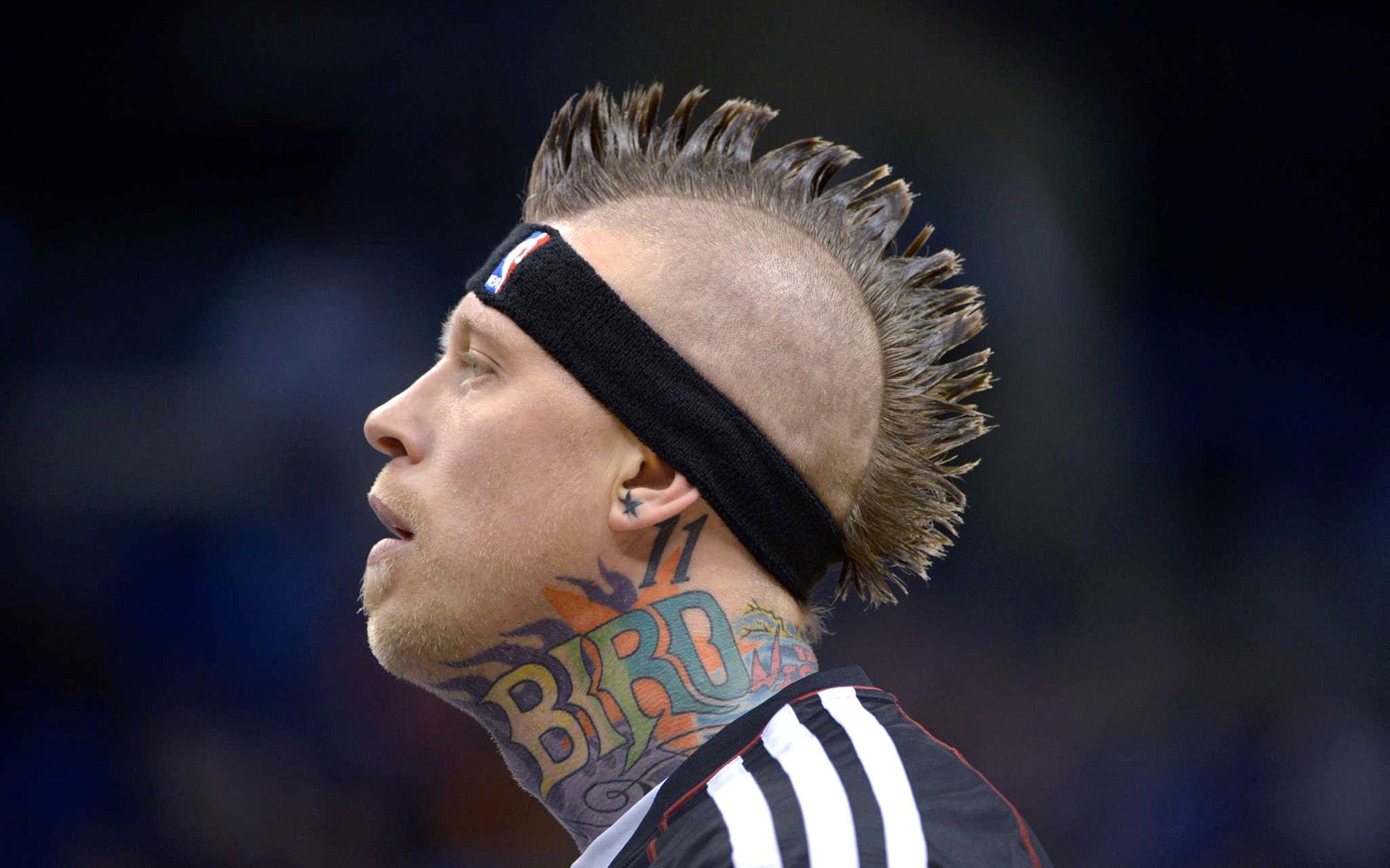 People 1920x1200 NBA Miami Heat basketball sport men mohawk inked men closeup Chris Andersen tattoo profile headband