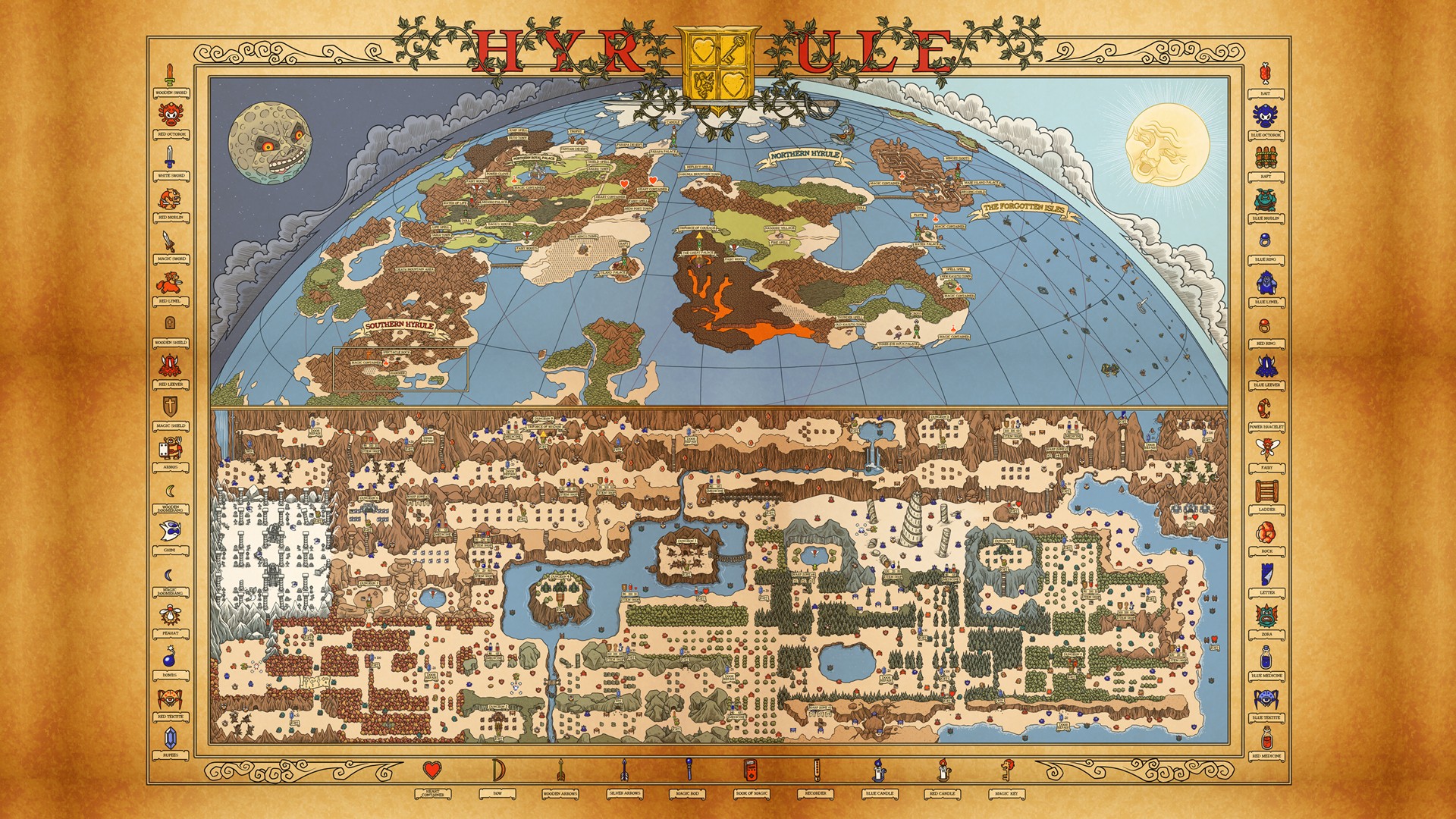 General 1920x1080 video games The Legend of Zelda map Hyrule video game art