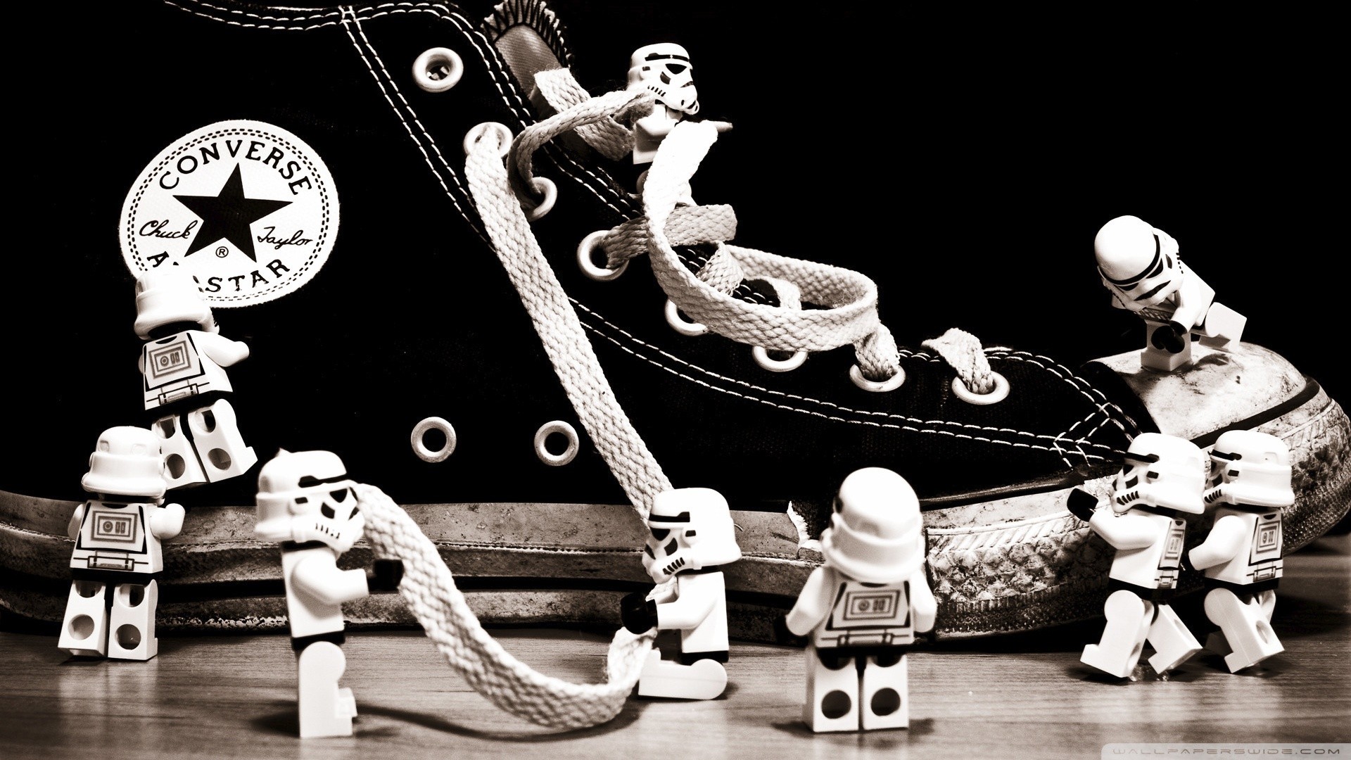 General 1920x1080 Converse shoes stormtrooper LEGO Star Wars Star Wars Humor toys sepia Imperial Forces figurines humor
