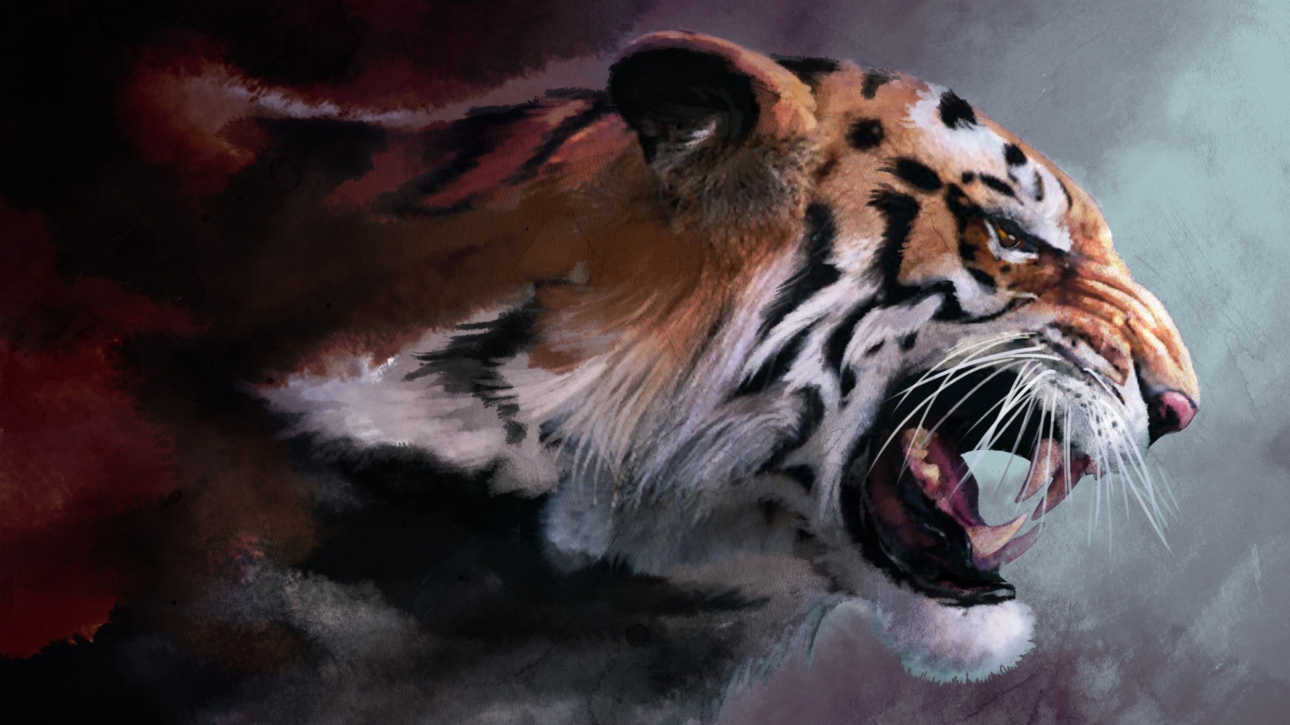General 2560x1440 tiger artwork animals big cats mammals digital art closeup
