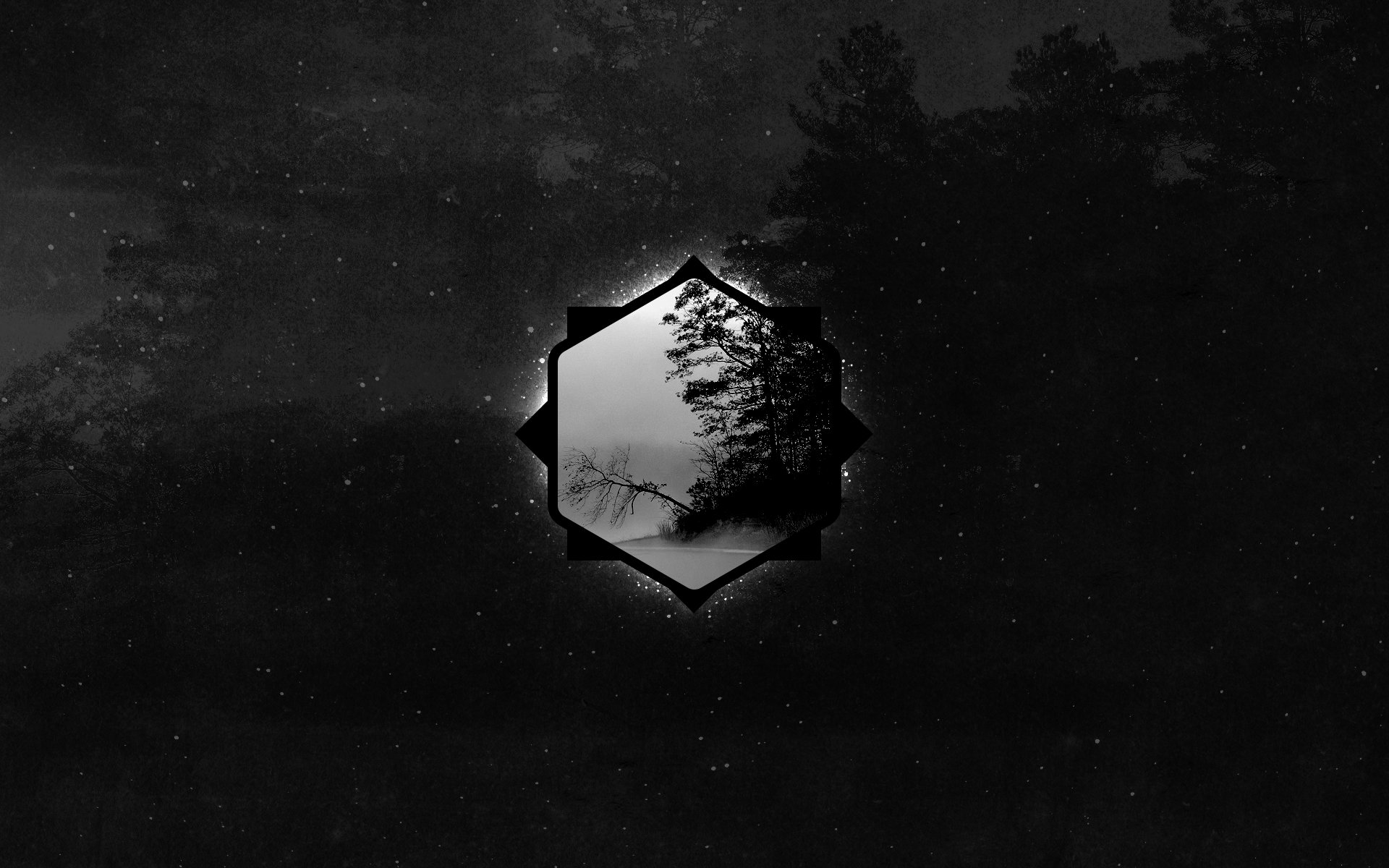 General 1920x1200 monochrome digital art abstract dark black trees