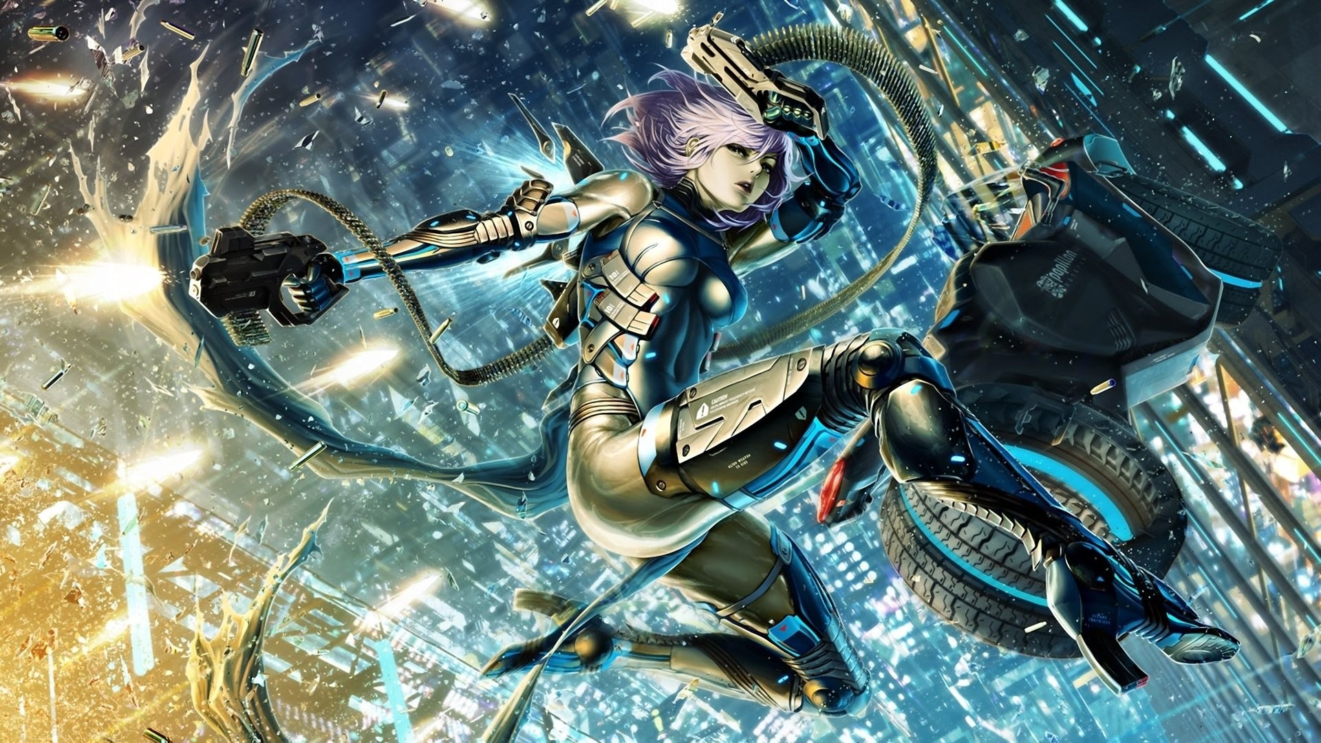 Anime 1920x1080 artwork fantasy art anime cyborg futuristic city original characters cyberpunk anime girls