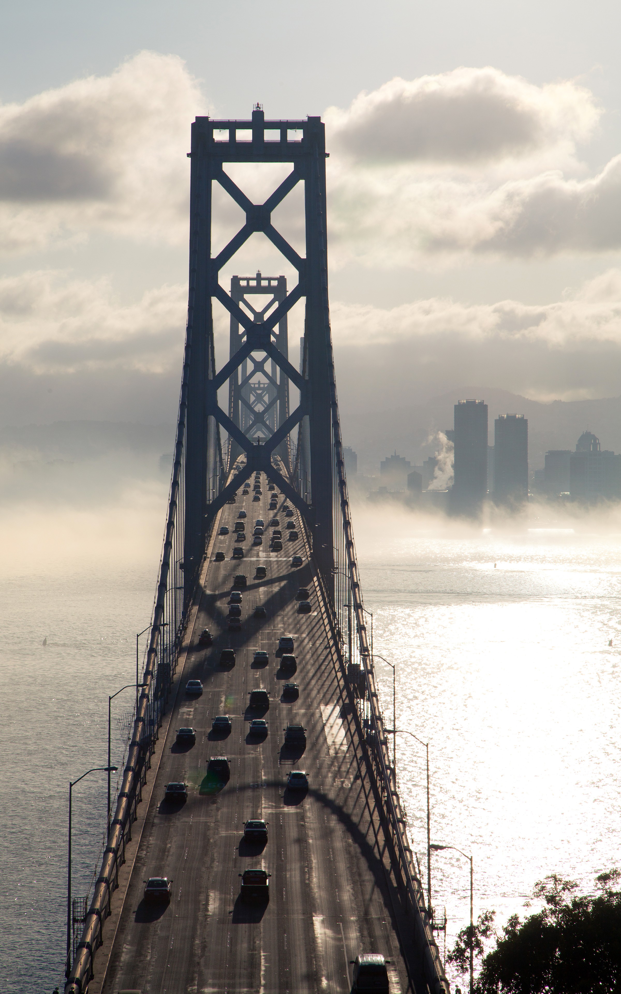 General 2400x3840 bridge traffic clouds bay San Francisco USA portrait display Oakland Bay Bridge California