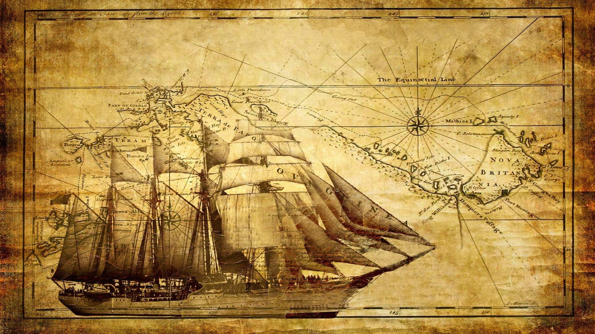 General 1920x1080 map ship sailing ship artwork vehicle rigging (ship) digital art