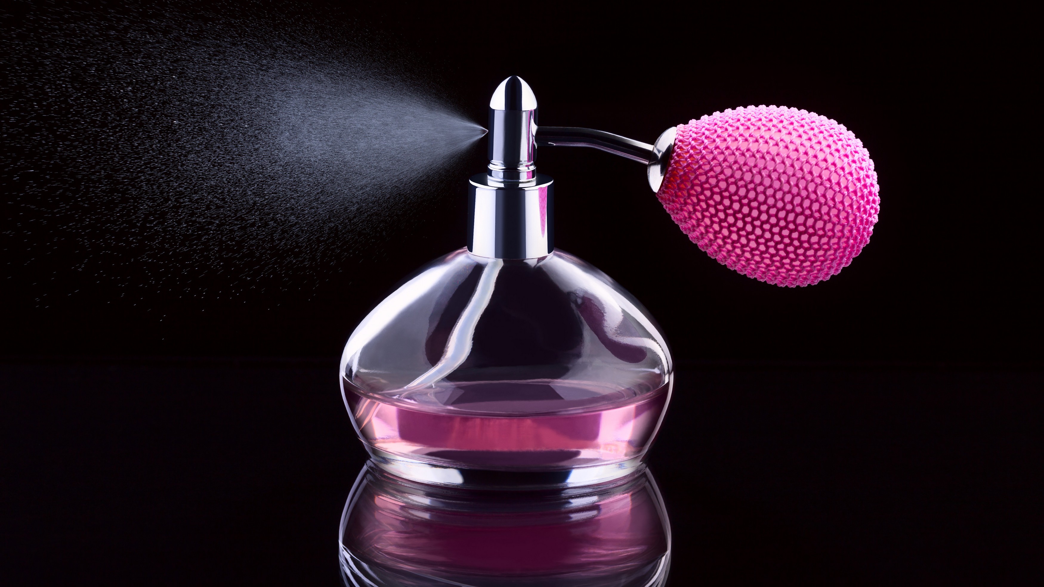 General 3500x1969 potions bottles pink perfume black background simple background