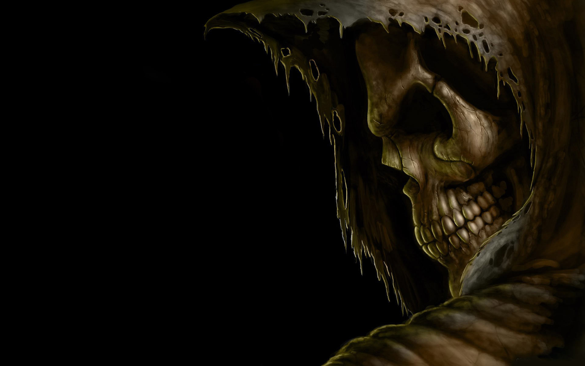 General 1920x1200 Grim Reaper artwork skull simple background fantasy art digital art closeup