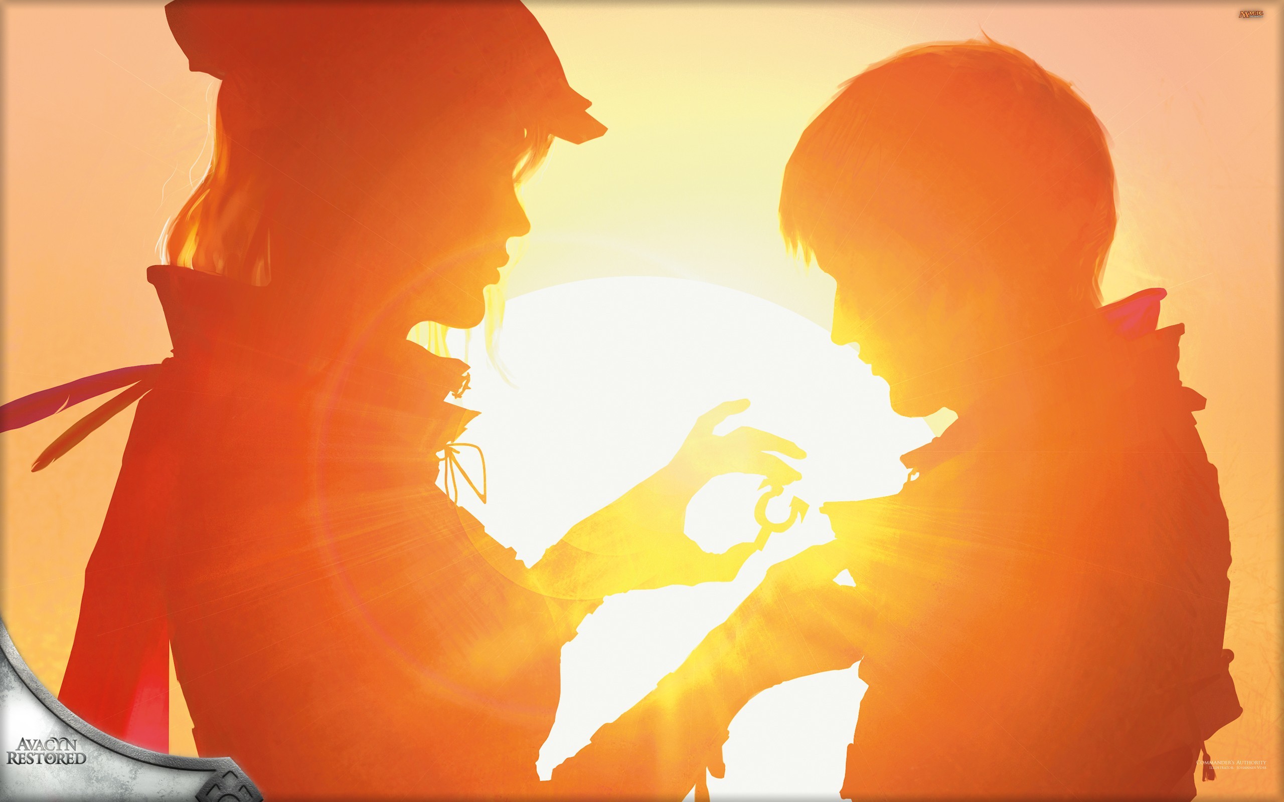 People 2560x1600 love lights lens flare silhouette women men Magic: The Gathering overexposed watermarked