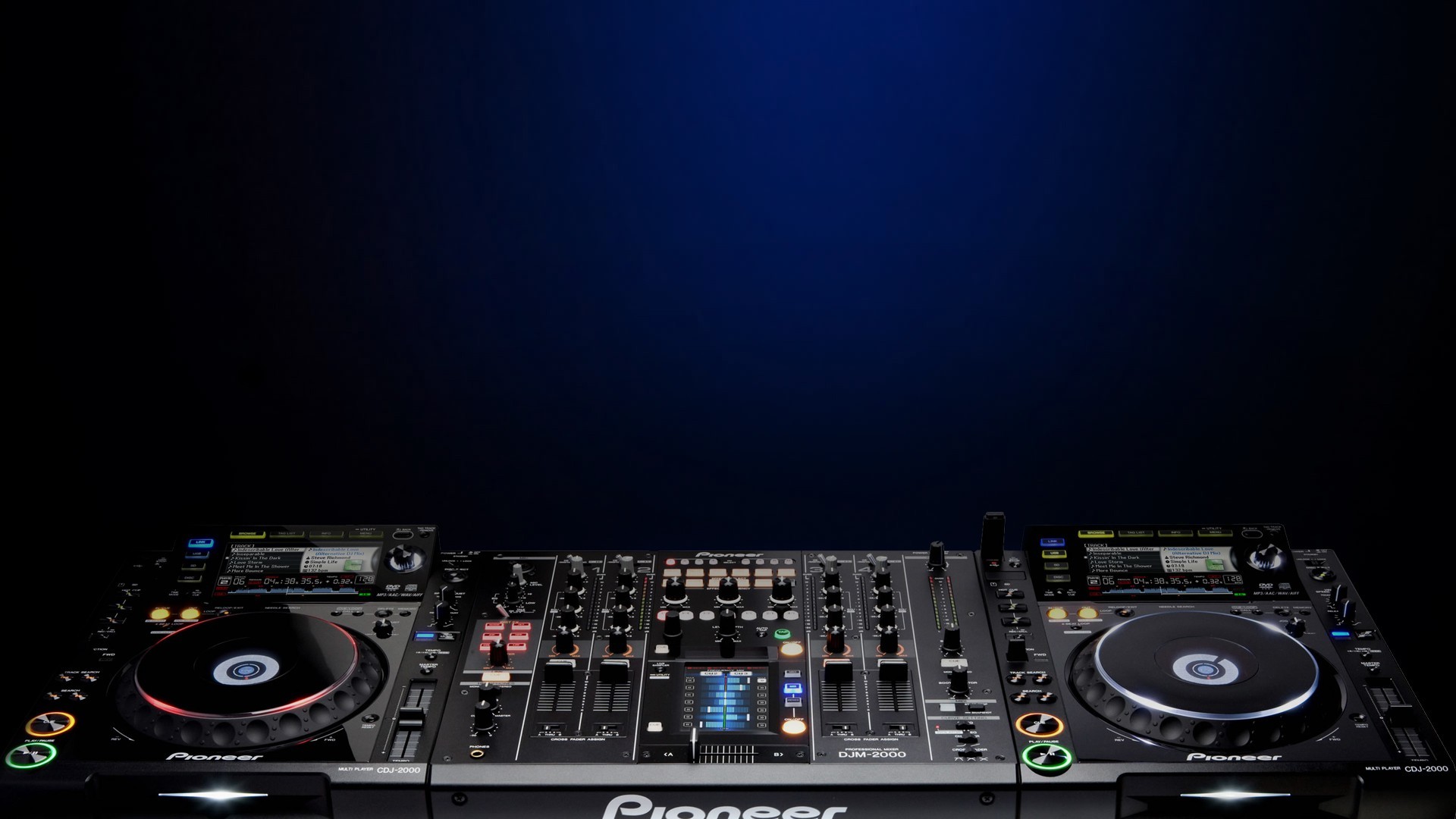General 1920x1080 DJ turntables music mixing consoles pioneer (logo) gradient blue background simple background technology