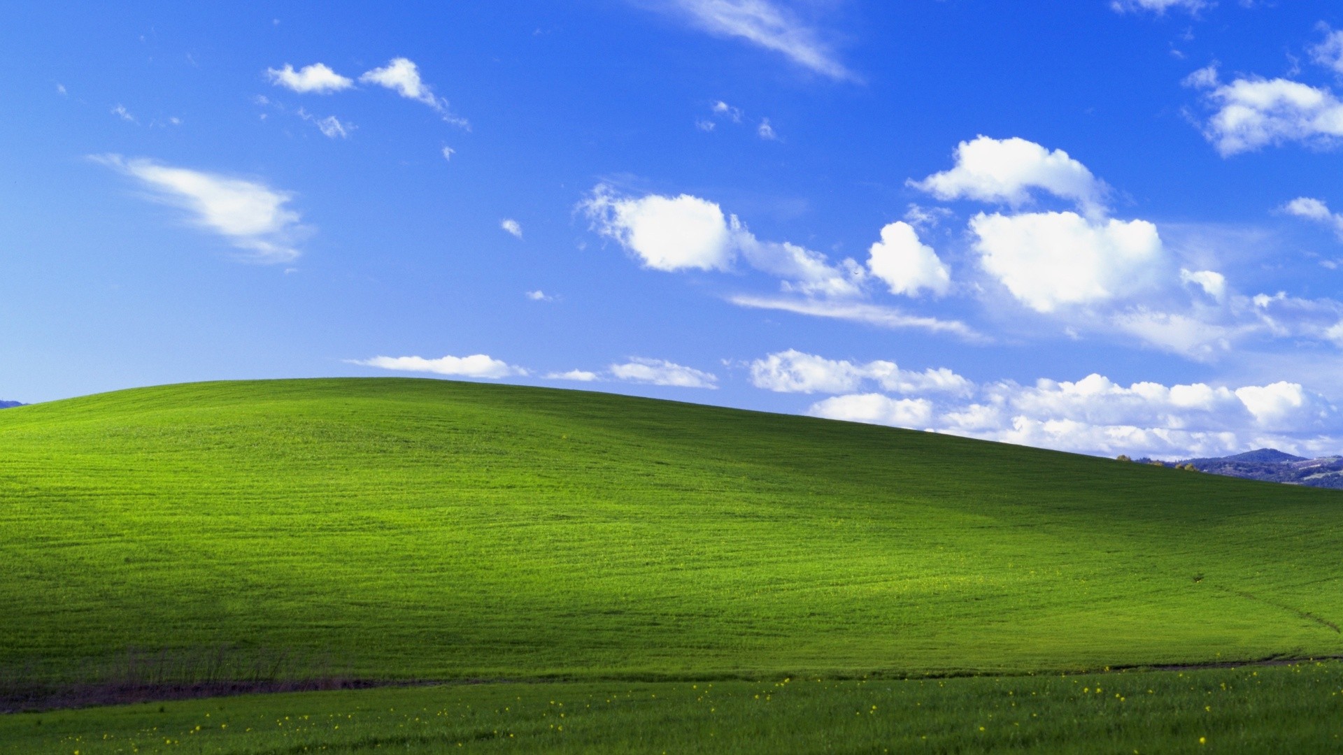 General 1920x1080 Windows XP garden landscape nostalgia field green bliss simple background hills sky clouds grass Charles O'Rear