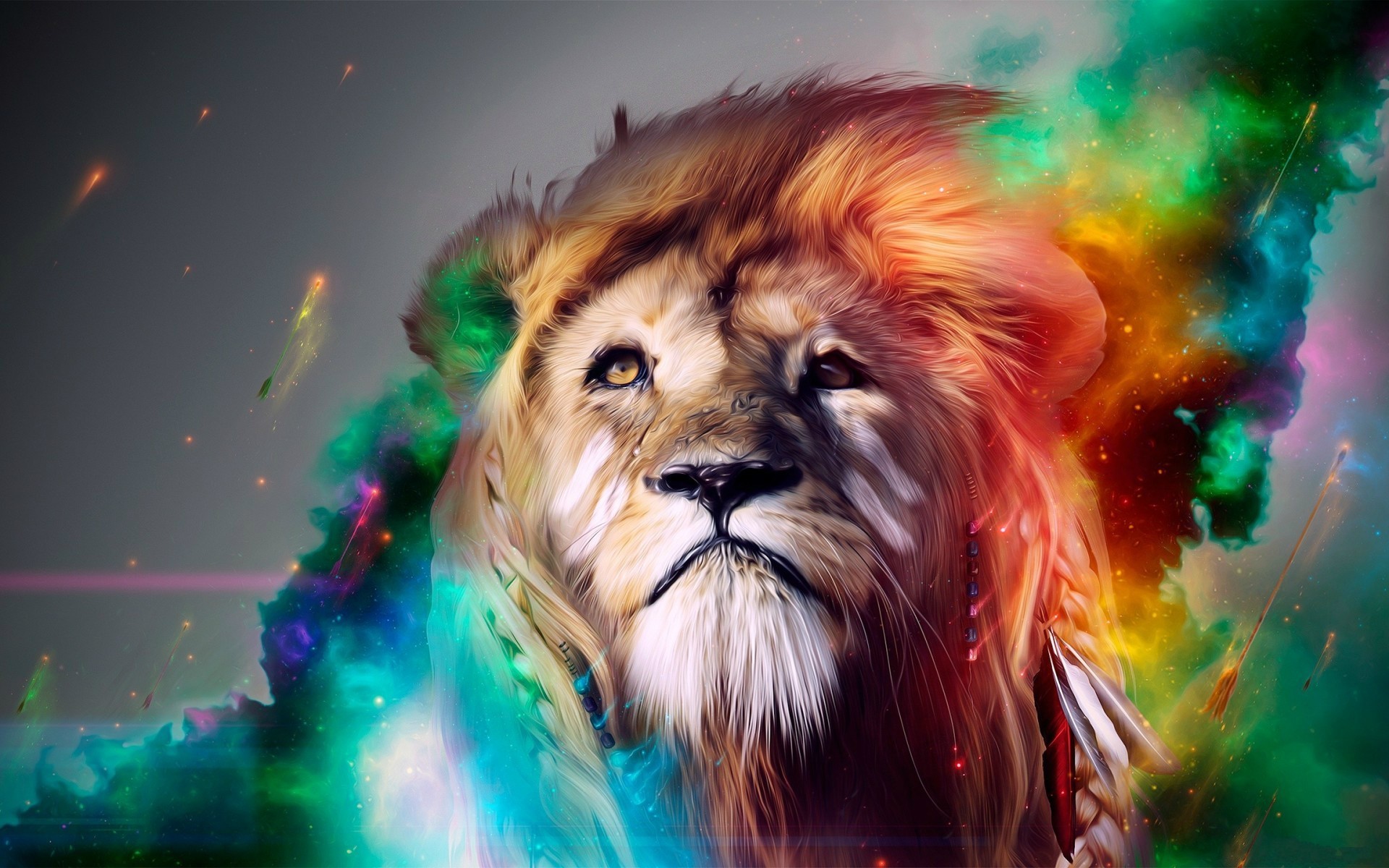 General 1920x1200 lion surreal digital art animals artwork mammals colorful
