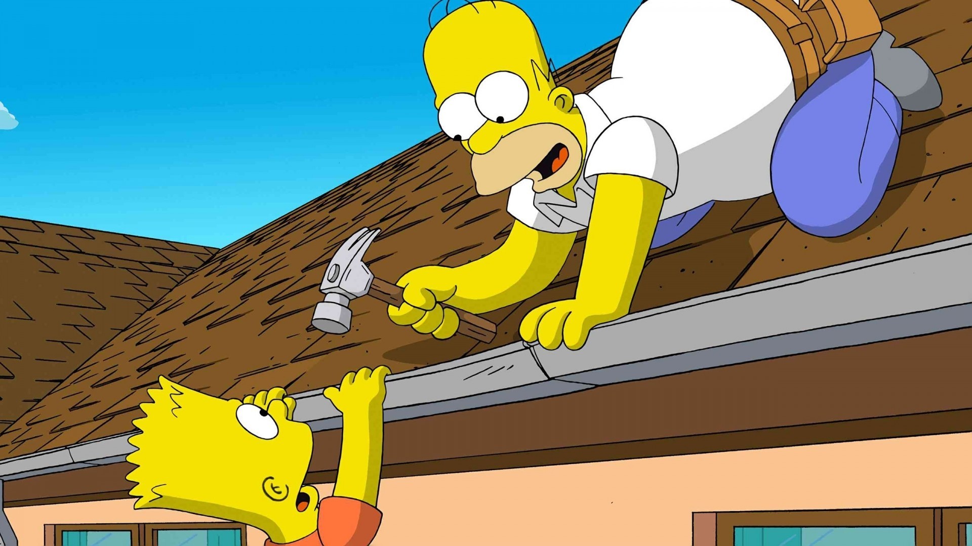 General 1920x1080 animated movies The Simpsons hammer Homer Simpson Bart Simpson movies The Simpsons Movie