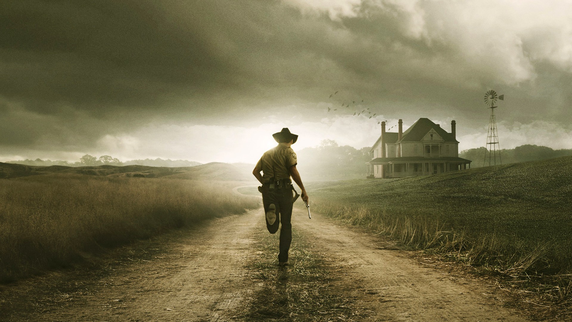 General 1920x1080 TV series Andrew Lincoln Farmhouse sky apocalyptic The Walking Dead horror