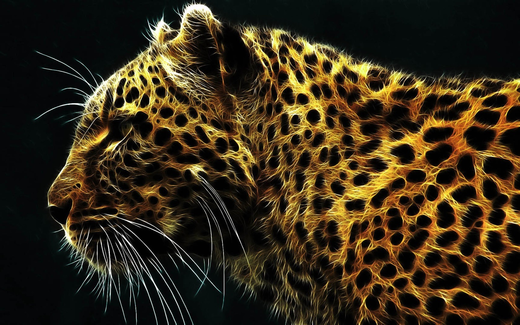 General 1680x1050 Fractalius animals leopard mammals digital art big cats