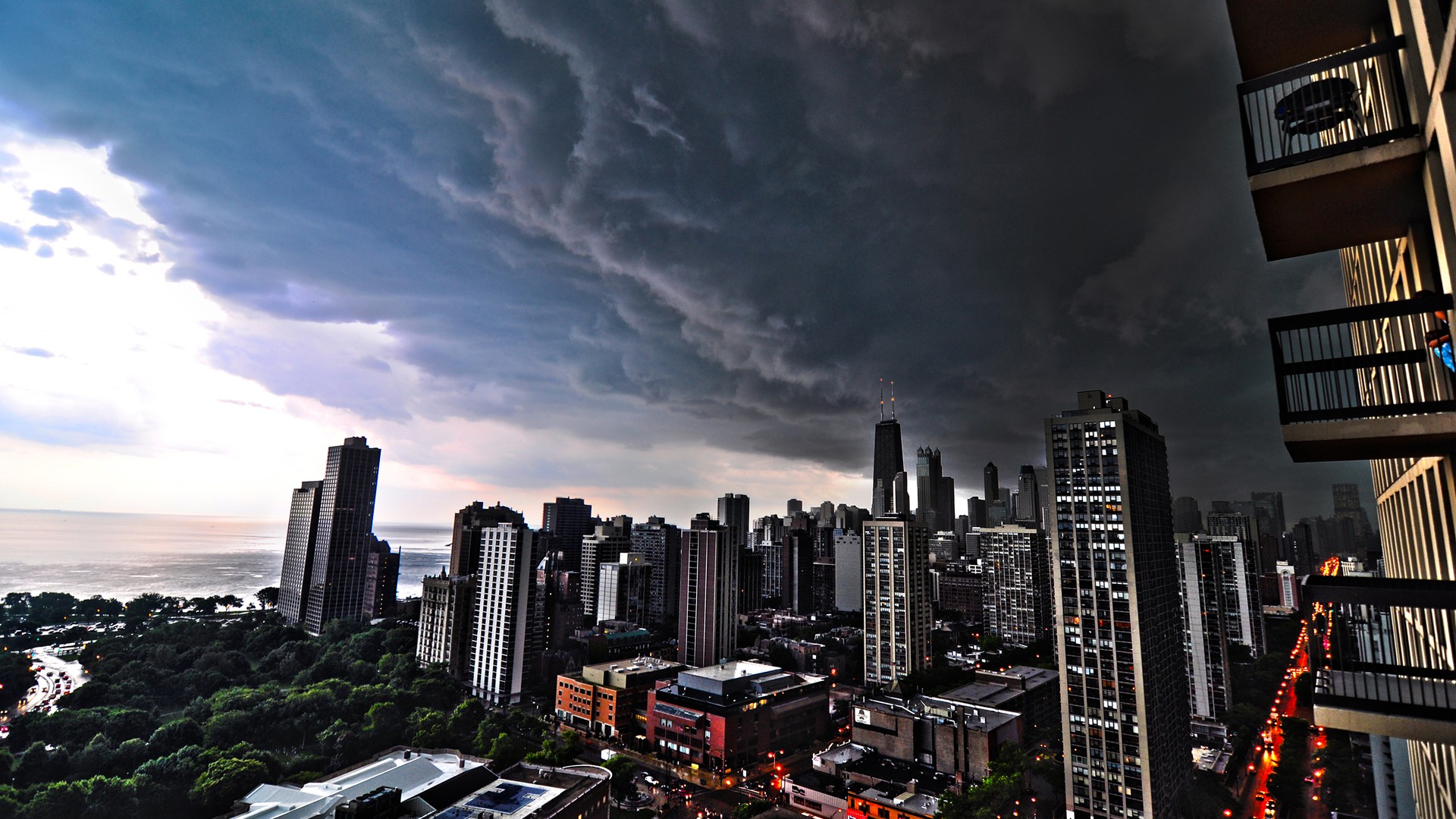 General 1920x1080 cityscape Chicago city sky clouds USA storm