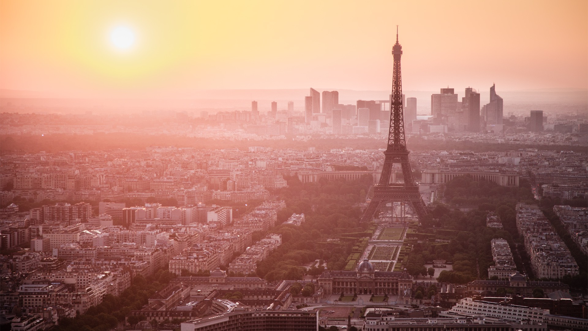 General 1920x1080 Paris Eiffel Tower France cityscape Sun sunlight construction landmark Europe