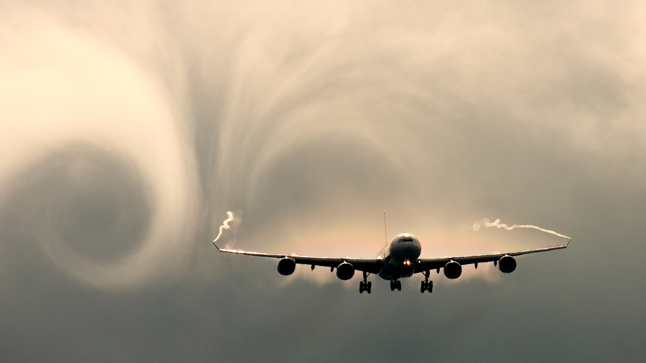 General 2560x1440 vortex airplane flying aircraft vehicle clouds beige