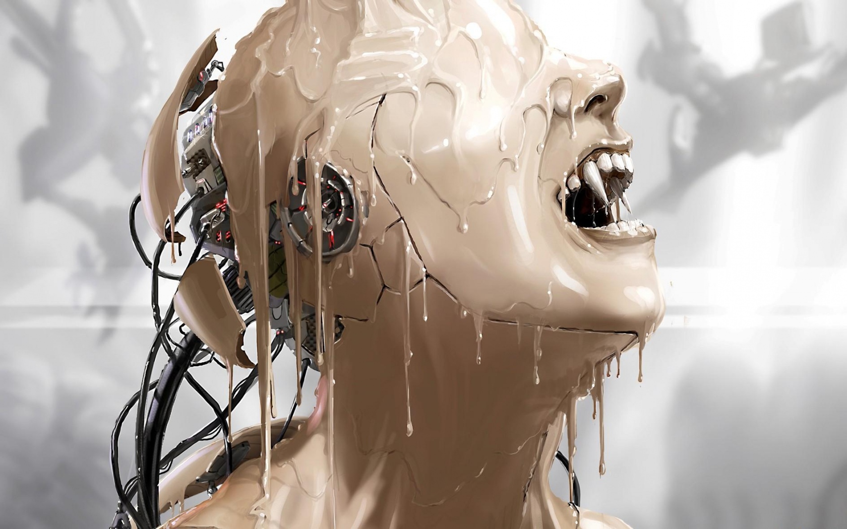 General 1680x1050 vampires androids robot futuristic artwork science fiction cyborg teeth machine