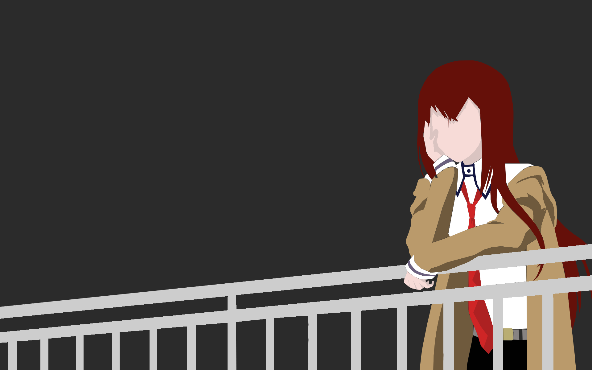 Anime 1920x1200 Steins;Gate Makise Kurisu vector anime girls redhead minimalism simple background long hair tie