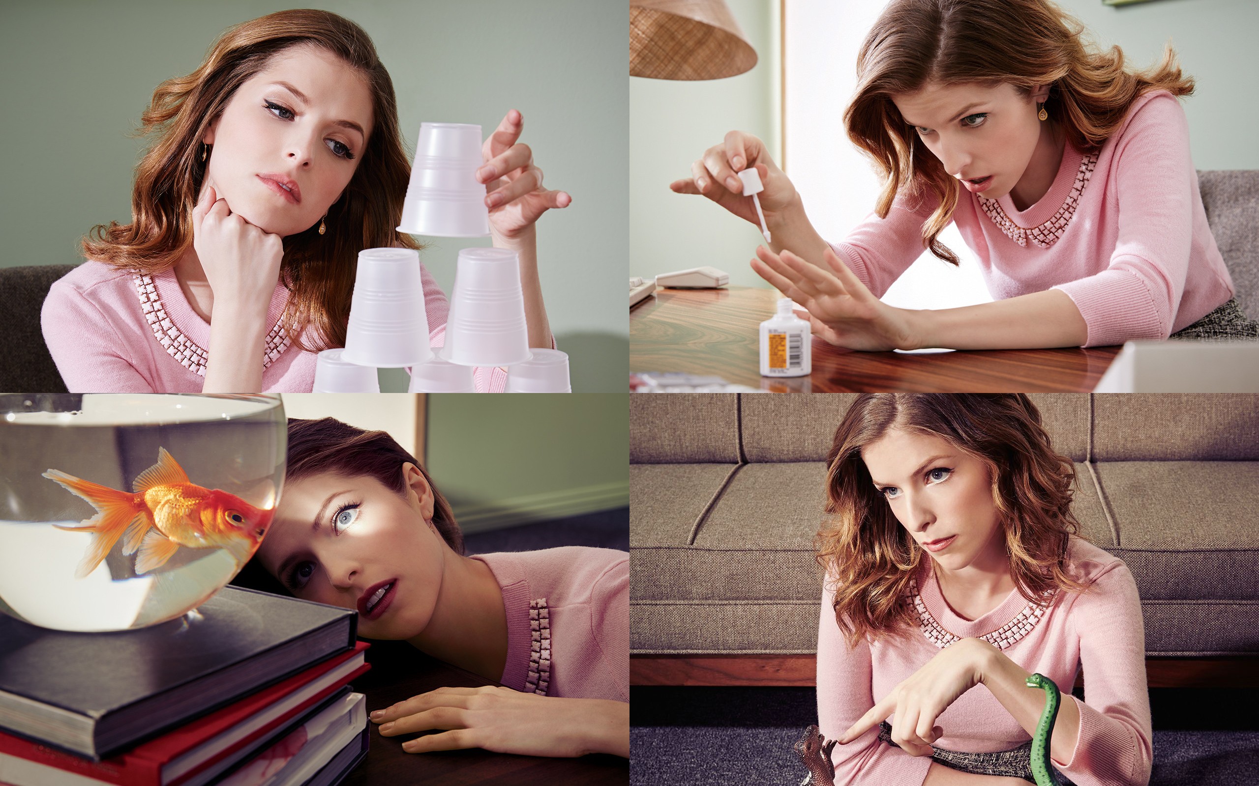 People 2560x1600 Anna Kendrick actress celebrity brunette women collage