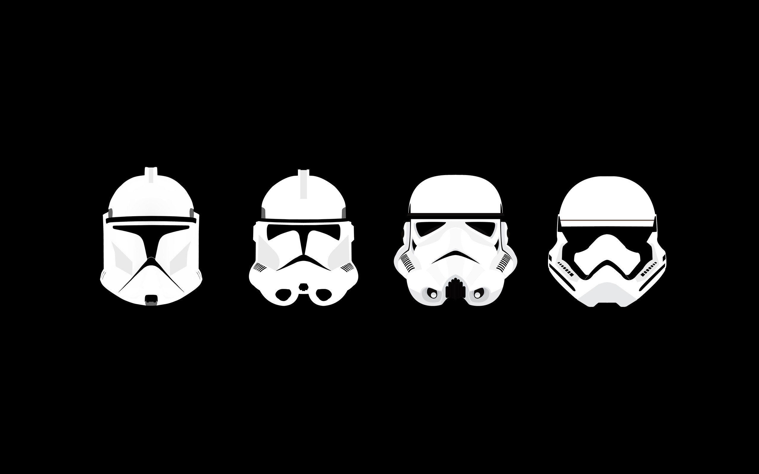 General 2560x1600 minimalism Star Wars clone trooper stormtrooper helmet science fiction black background simple background First Order Trooper movie characters