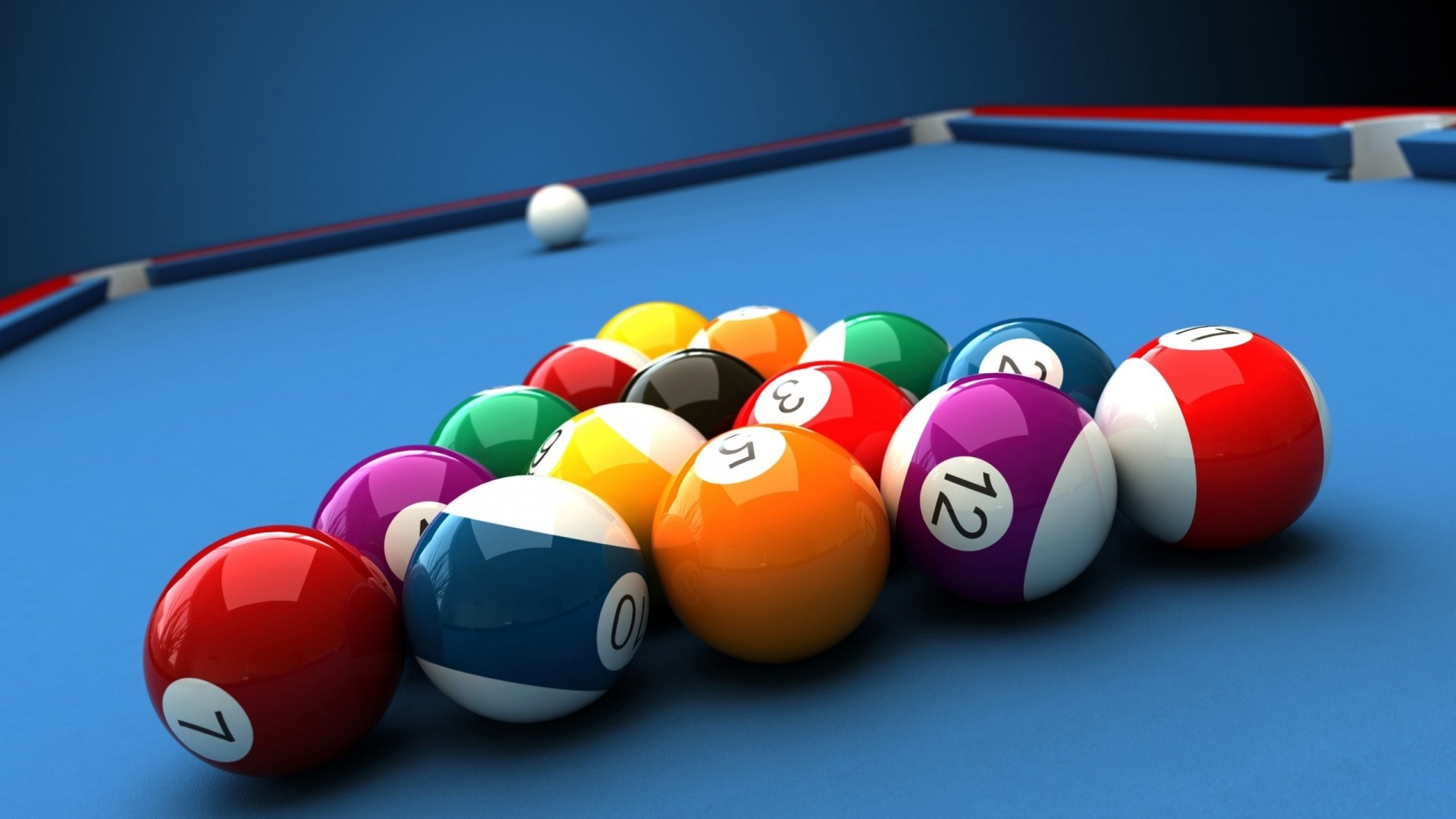 General 1920x1080 ball numbers billiards billiard balls colorful blue background pool table