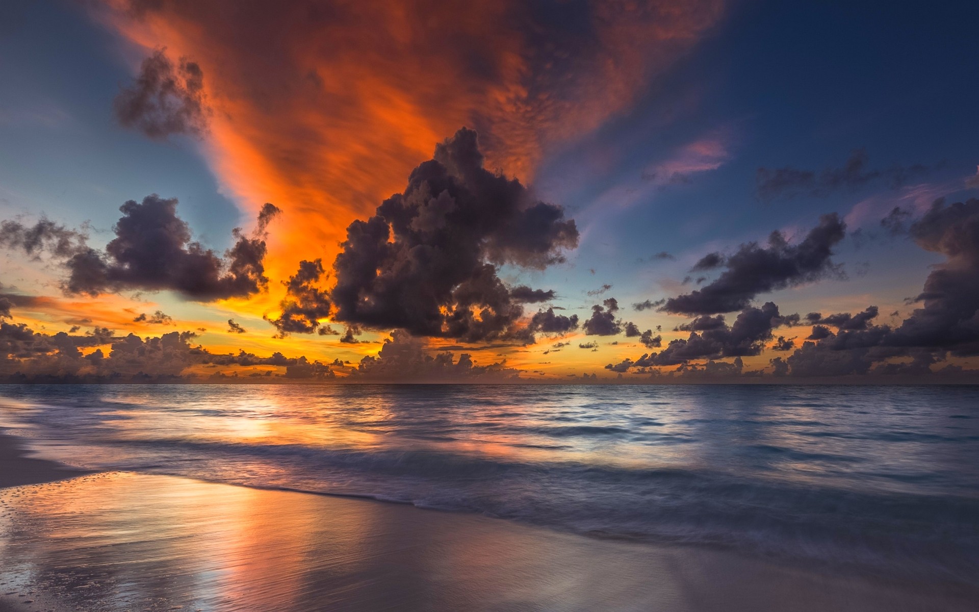 General 1920x1200 nature sunset beach Maldives sea sky clouds tropical waves coast orange sky sunlight outdoors horizon
