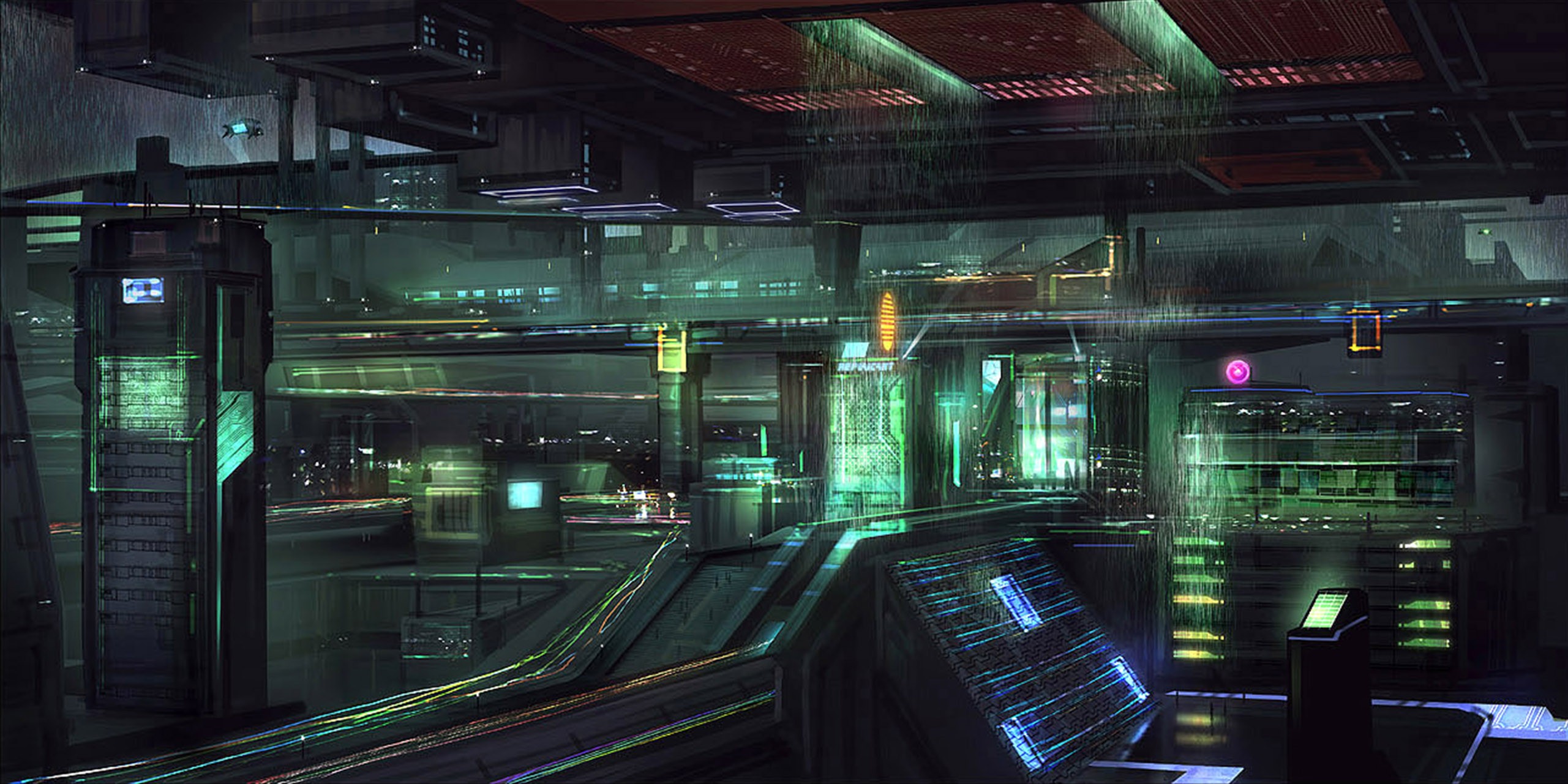 General 2561x1281 cyberpunk futuristic science fiction artwork digital art