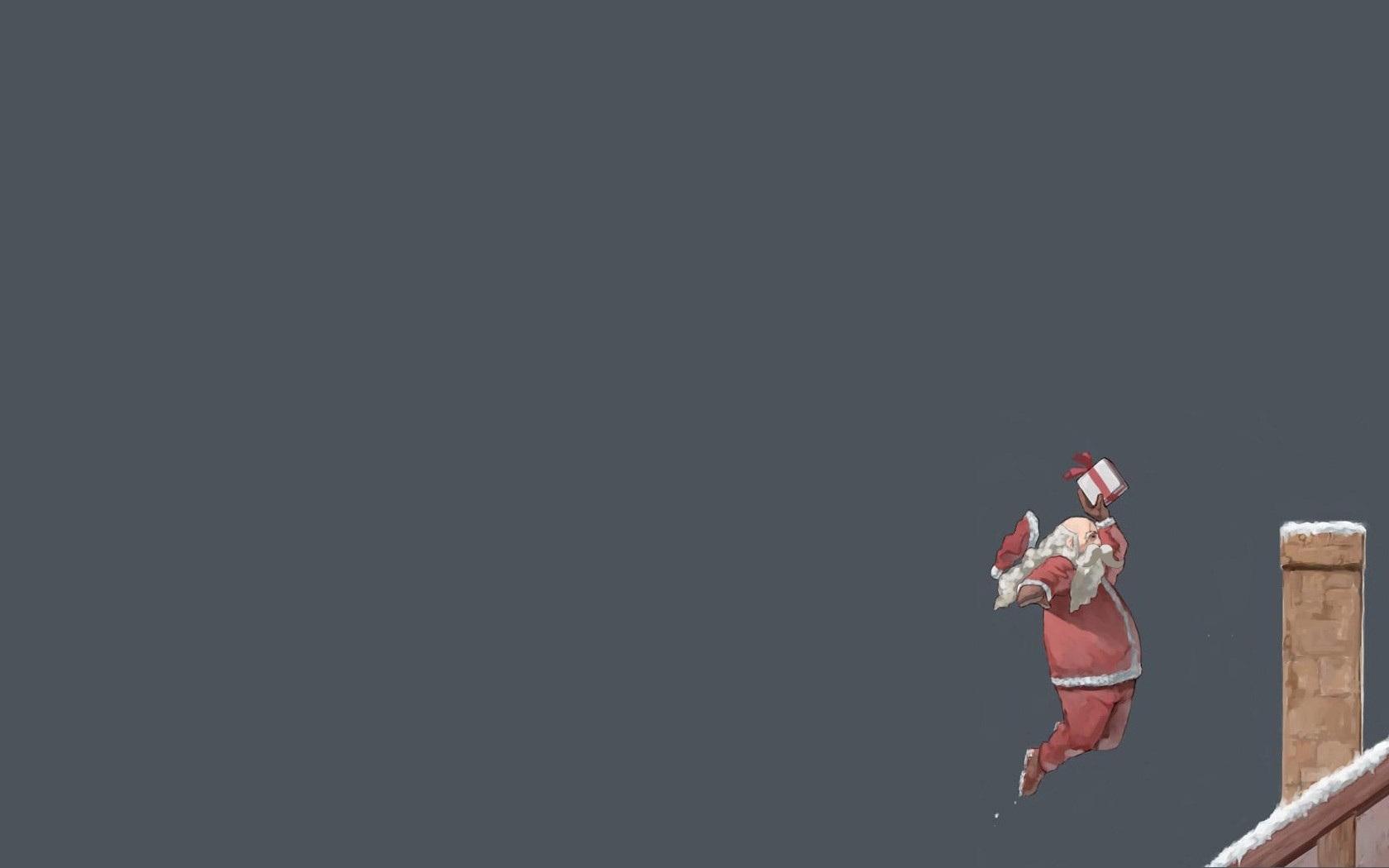 General 1680x1050 New Year Santa Claus Christmas rooftops chimneys gray background simple background
