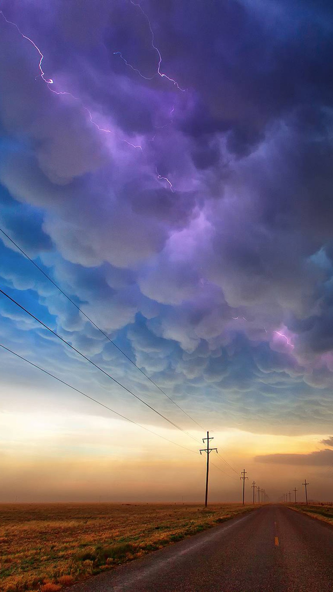 General 1080x1920 storm sky road clouds lightning
