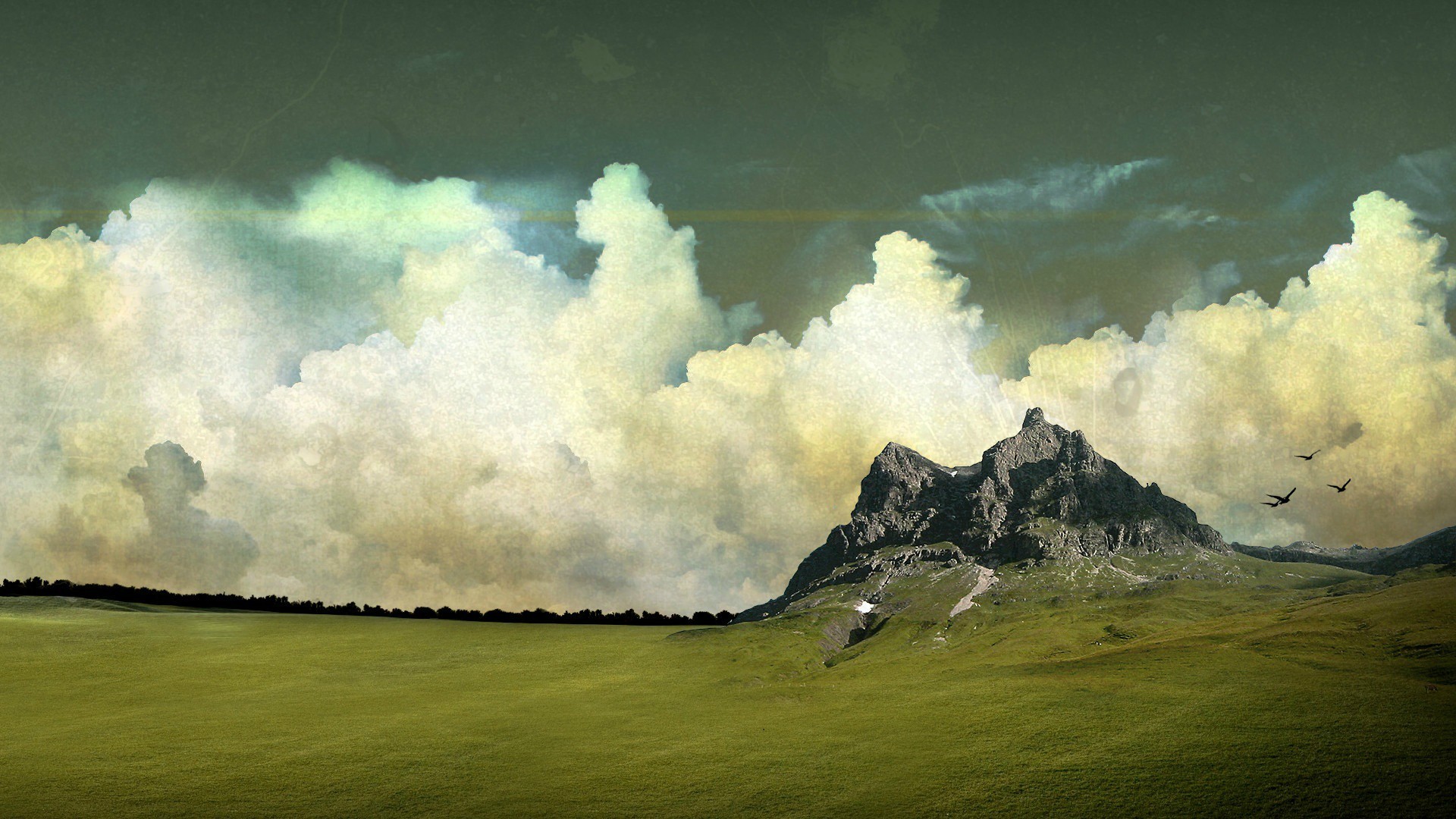 General 1920x1080 sky nature field landscape clouds rocks