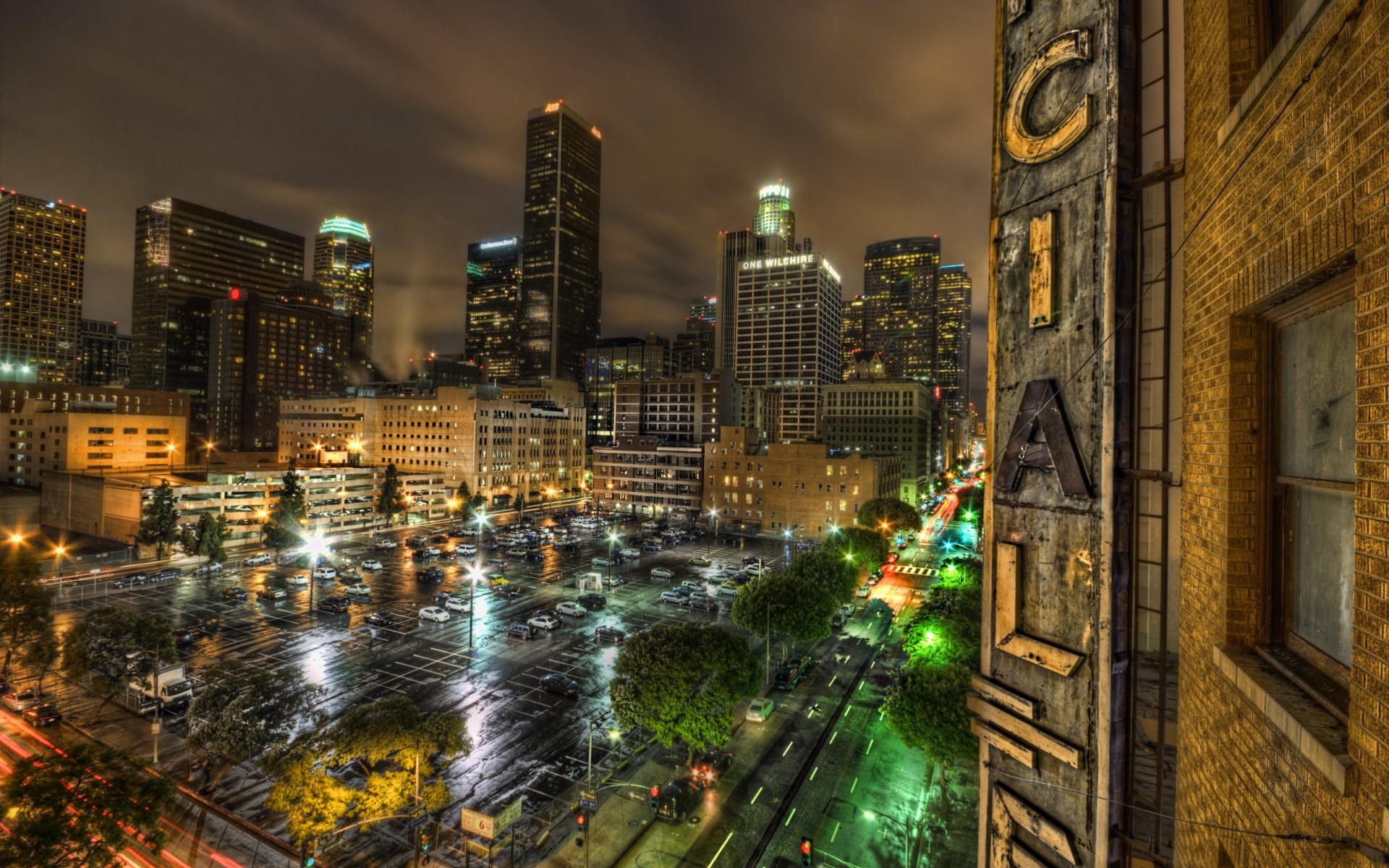General 1920x1200 city cityscape Los Angeles night USA city lights HDR